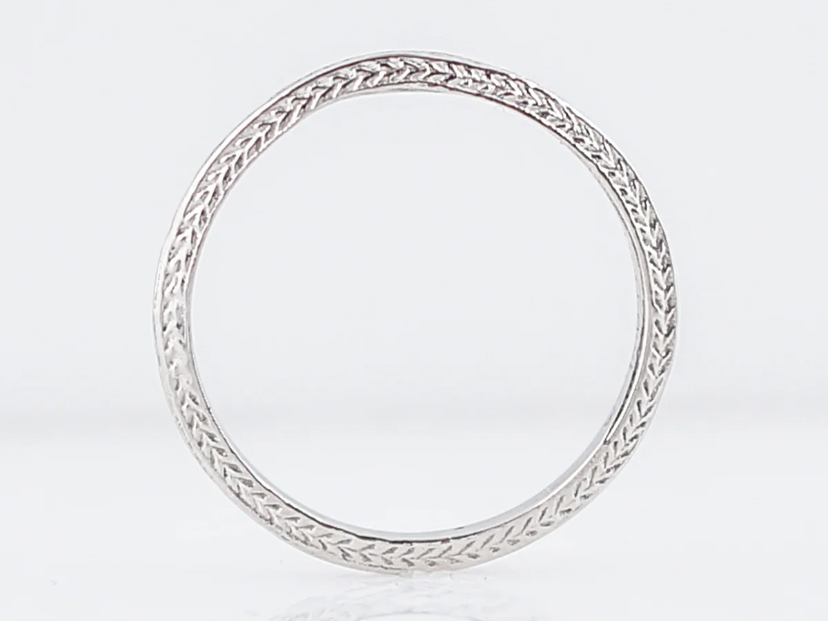 Wedding Band Modern Chevron Engraved in Platinum - Image 2