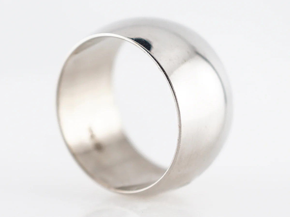 Wedding Band Modern Men's Half Round in 14k White Gold - Image 2