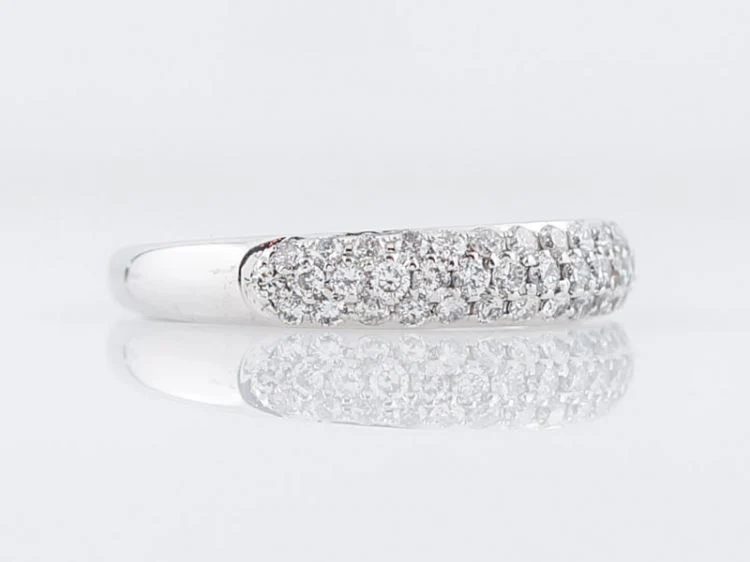 Wedding Band Modern Pave .37 Round Brilliant Cut Diamonds in 14k White Gold - Image 3