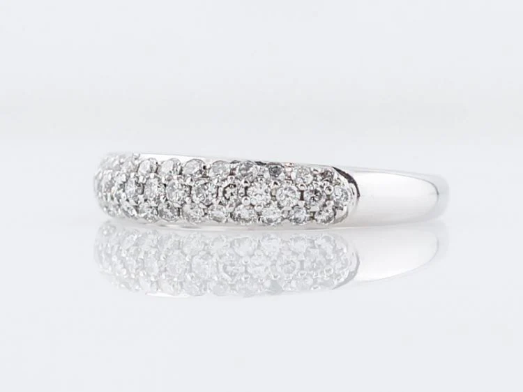 Wedding Band Modern Pave .37 Round Brilliant Cut Diamonds in 14k White Gold - Image 4