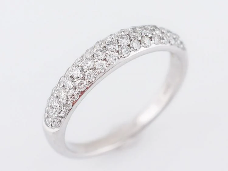 Wedding Band Modern Pave .37 Round Brilliant Cut Diamonds in 14k White Gold - Image 5