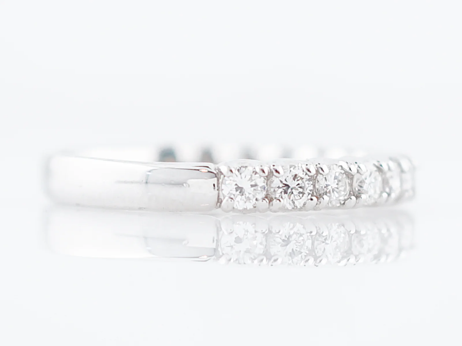 Wedding Band Modern .66 Round Brilliant Cut Diamonds in 14K White Gold - Image 2