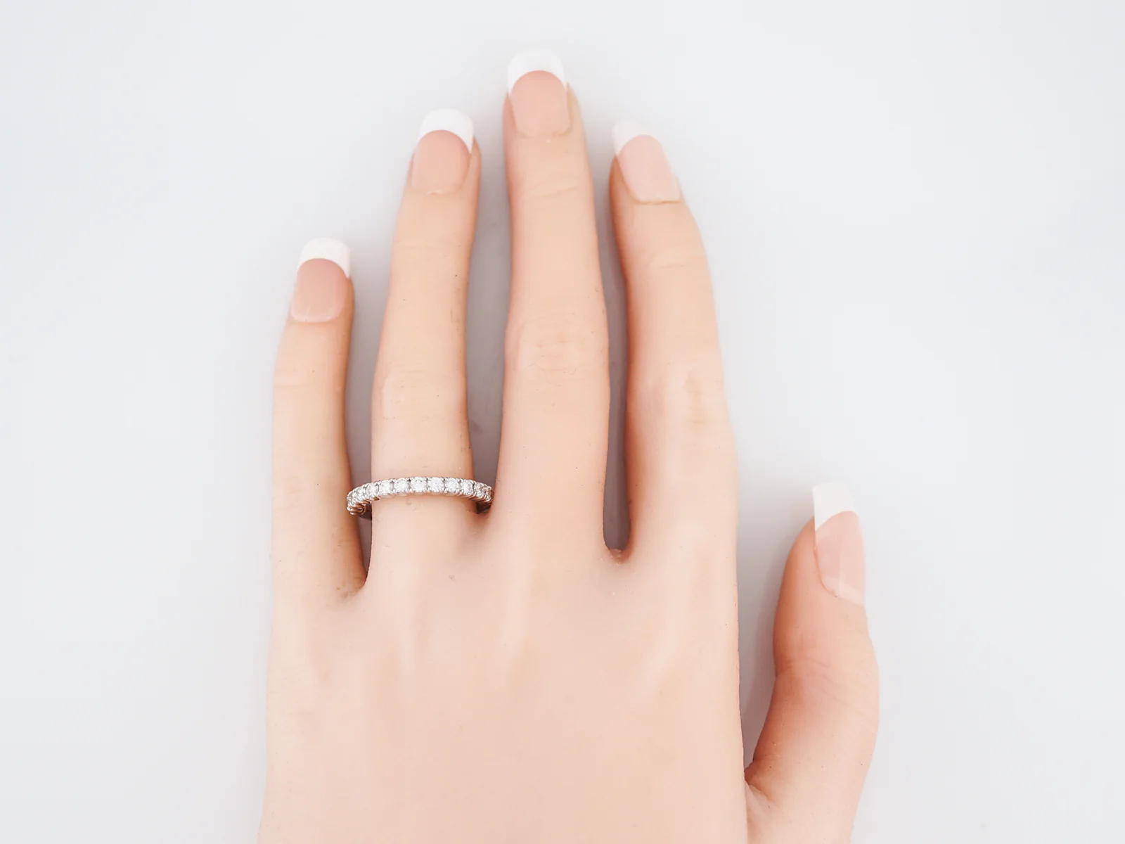 Wedding Band Modern .66 Round Brilliant Cut Diamonds in 14K White Gold - Image 5