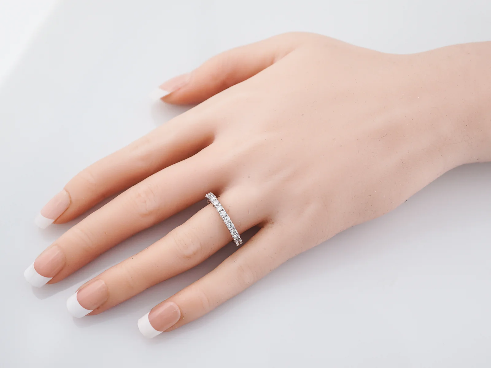 Wedding Band Modern .66 Round Brilliant Cut Diamonds in 14K White Gold - Image 6