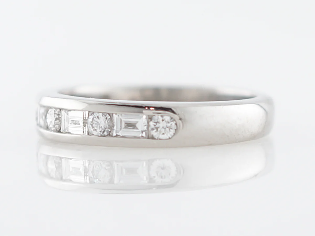 Wedding Band Modern Tiffany & Co .66 Round Brilliant & Baguette Cut Diamonds in Platinum - Image 2
