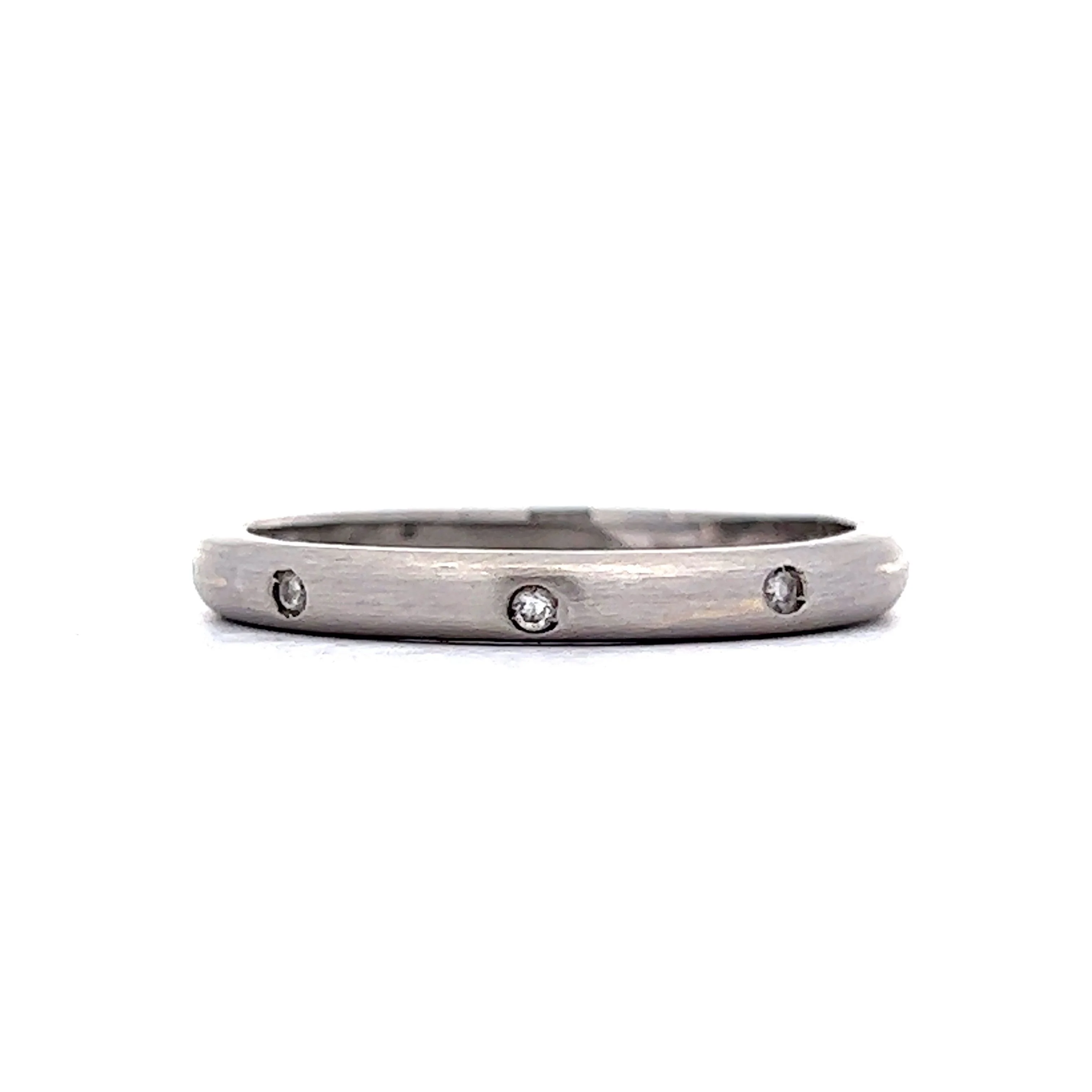 Wedding Band w/ Round Cut Diamonds in White Gold - Image 3