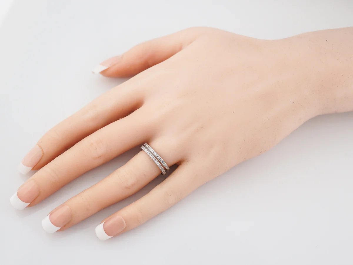 Wedding Eternity Band Modern .47 Single Cut Diamonds in Platinum - Image 2