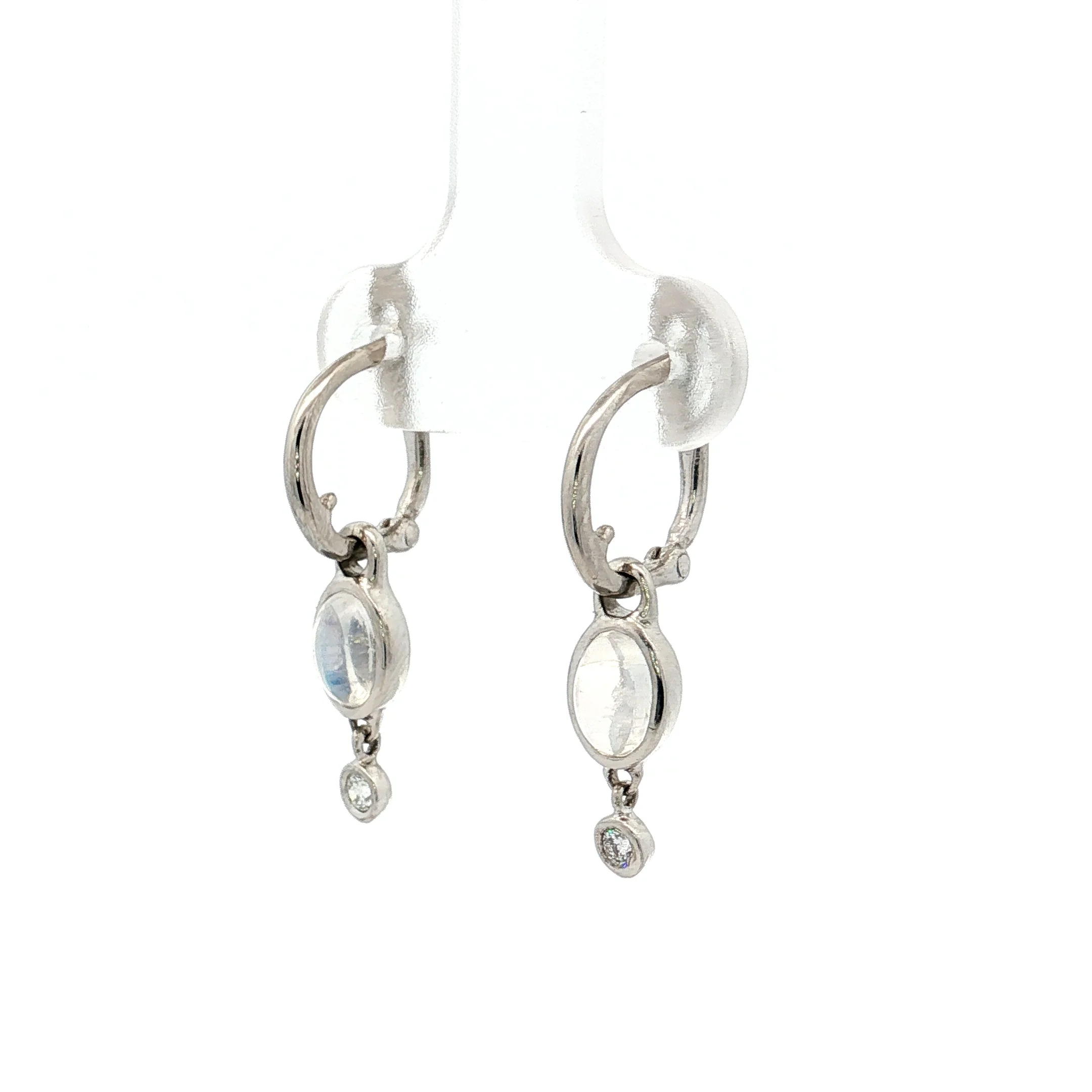 Wendy Walker Moonstone & Diamond Earrings in Platinum - Image 2