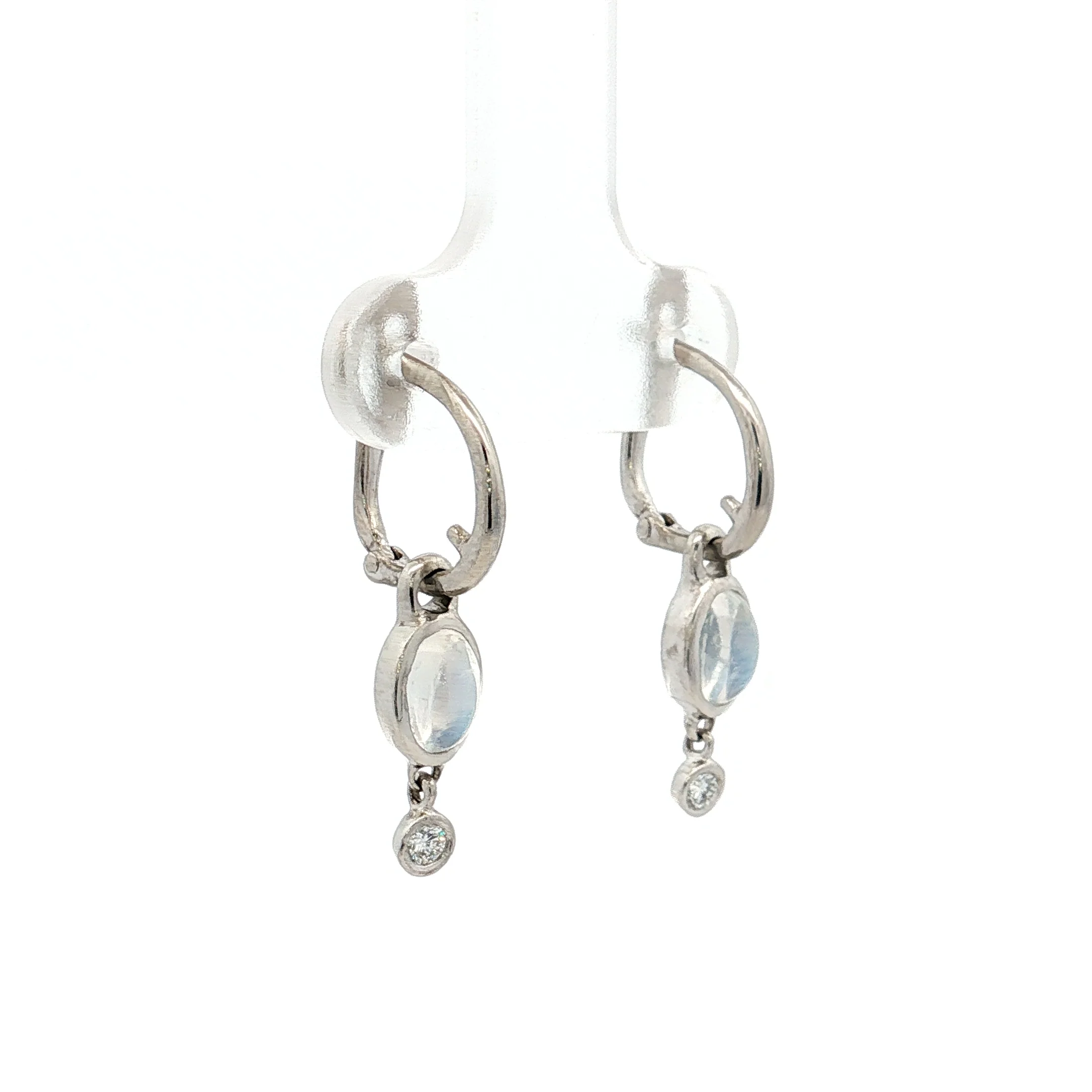 Wendy Walker Moonstone & Diamond Earrings in Platinum - Image 3