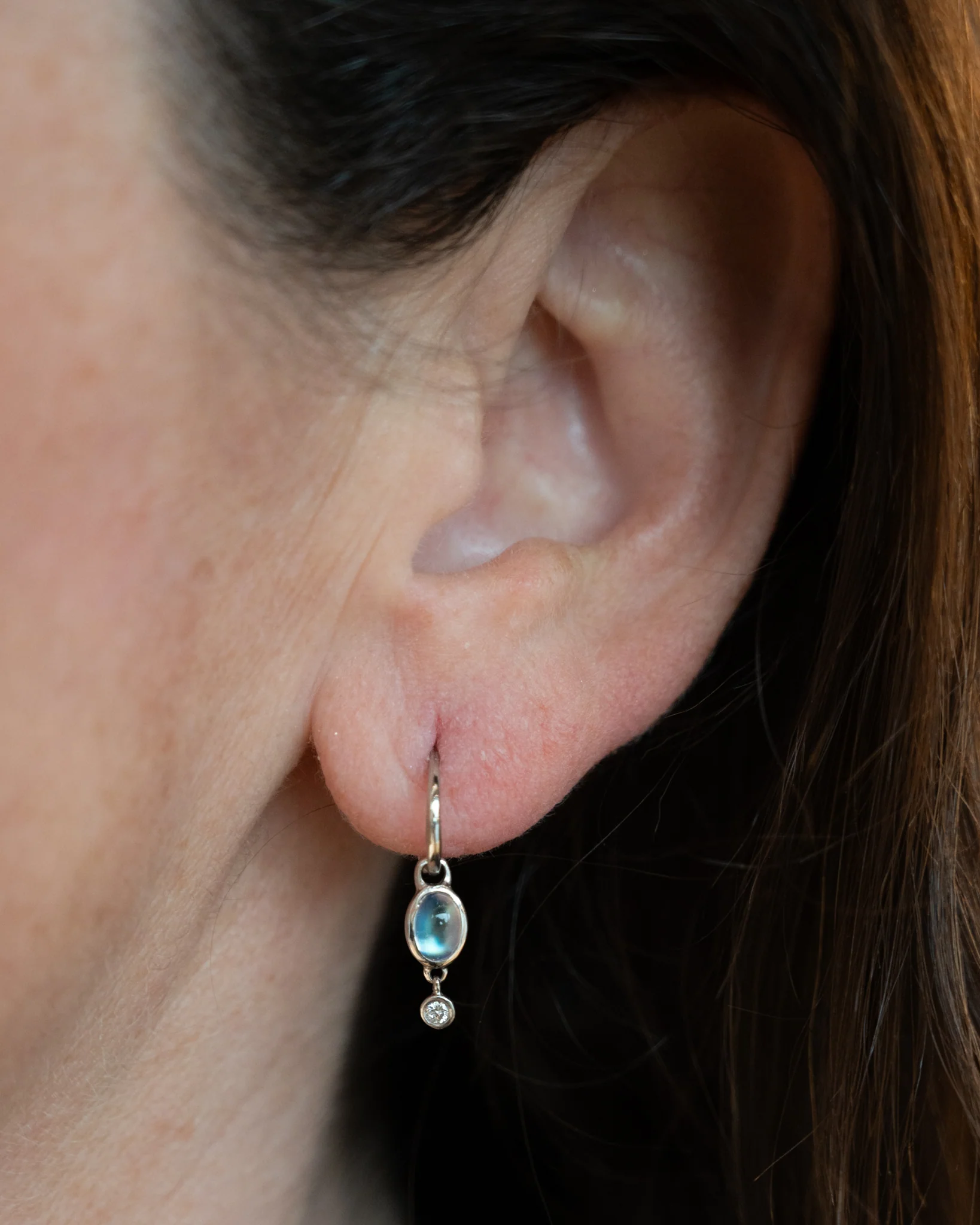 Wendy Walker Moonstone & Diamond Earrings in Platinum - Image 5
