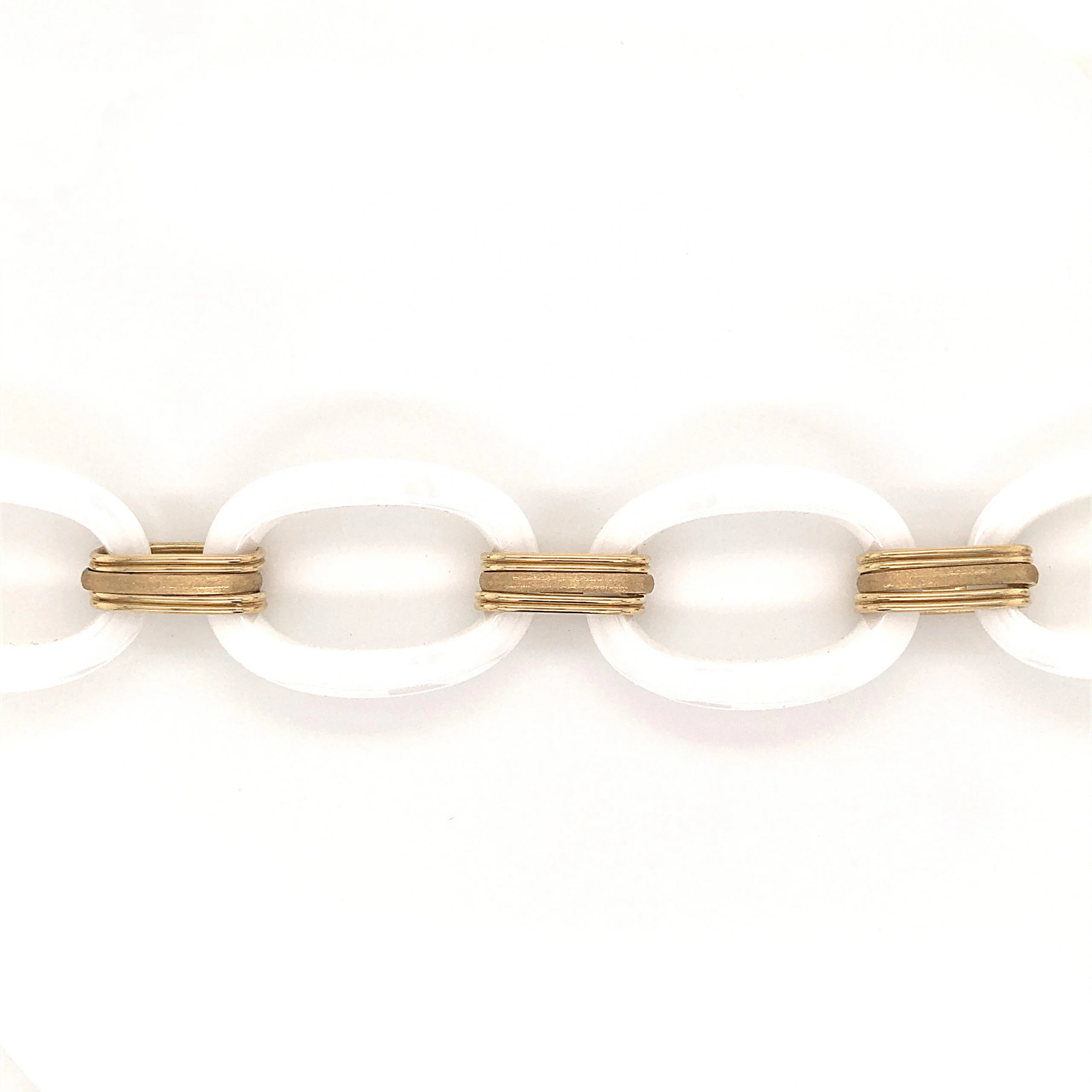 White Ceramic Link Bracelet in 18k Yellow Gold - Image 2