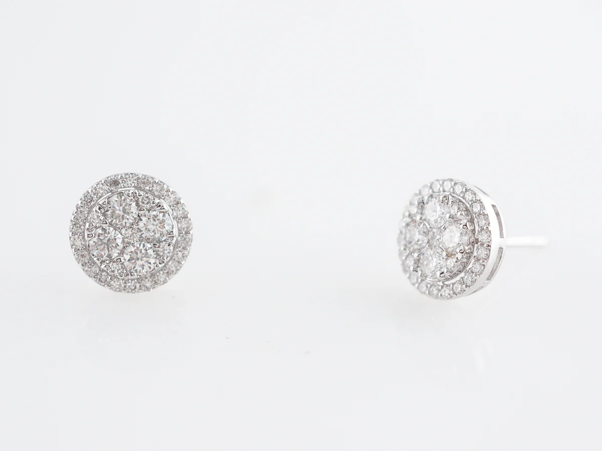 White Gold Cluster Earrings w/ Diamonds