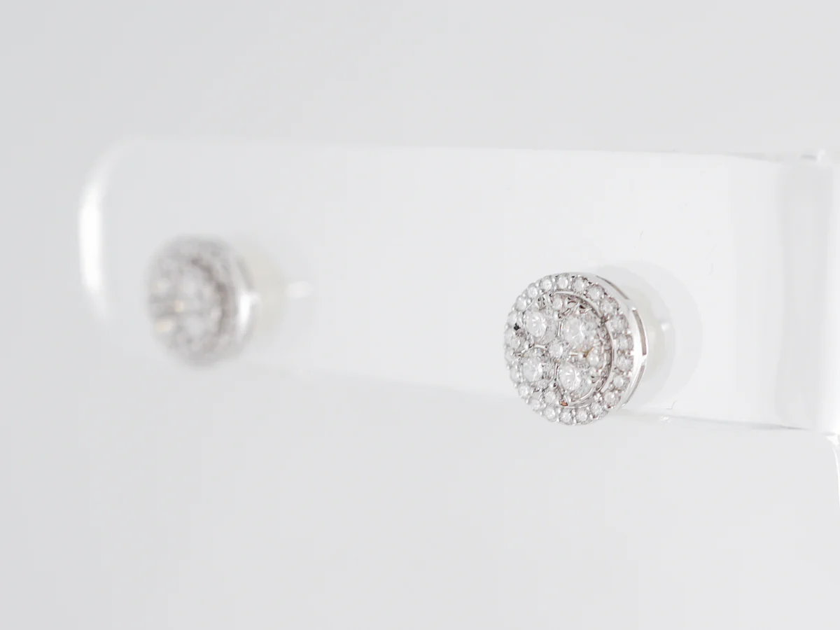 White Gold Cluster Earrings w/ Diamonds - Image 4