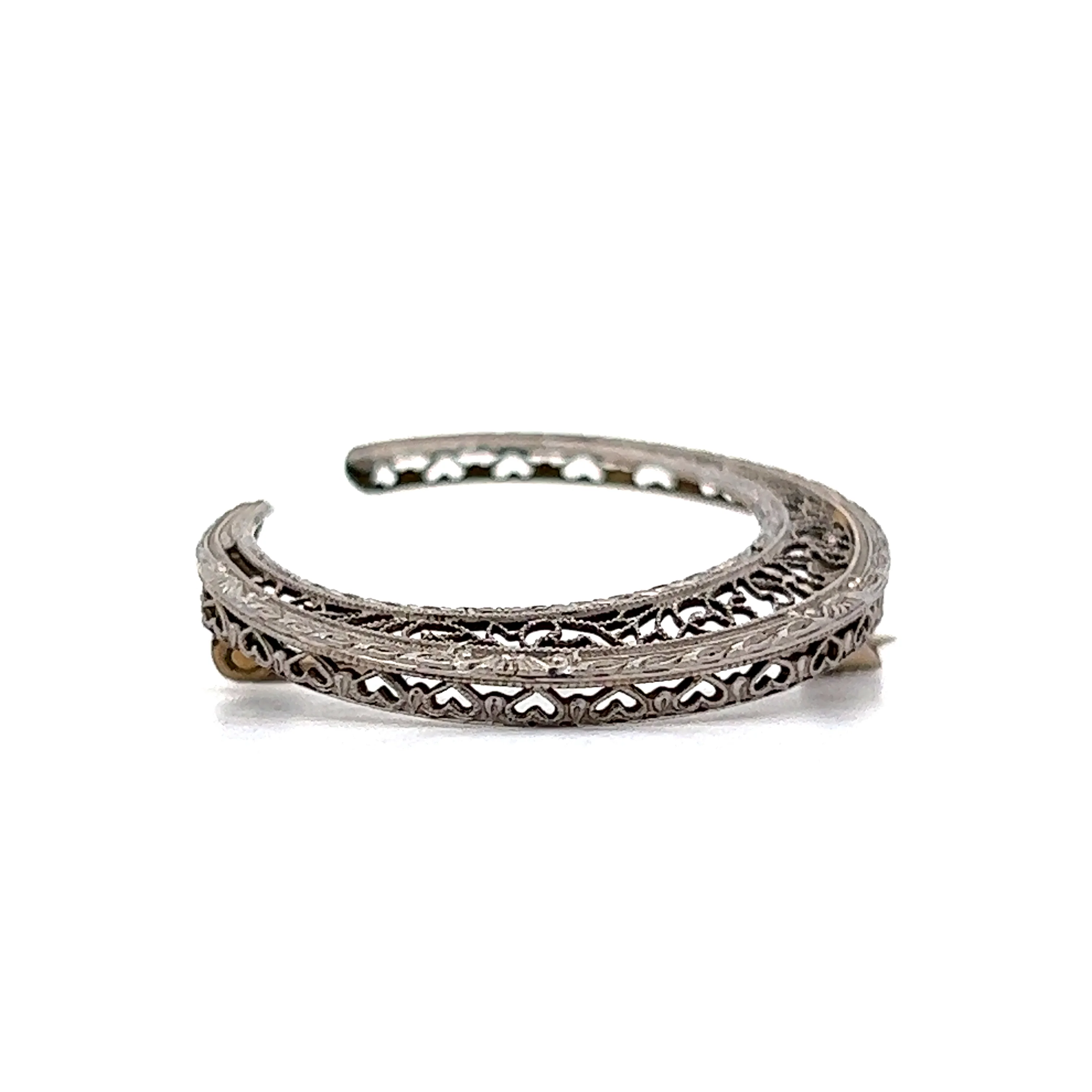 Antique Art Deco Filigree Brooch in 14k White Gold - Image 2
