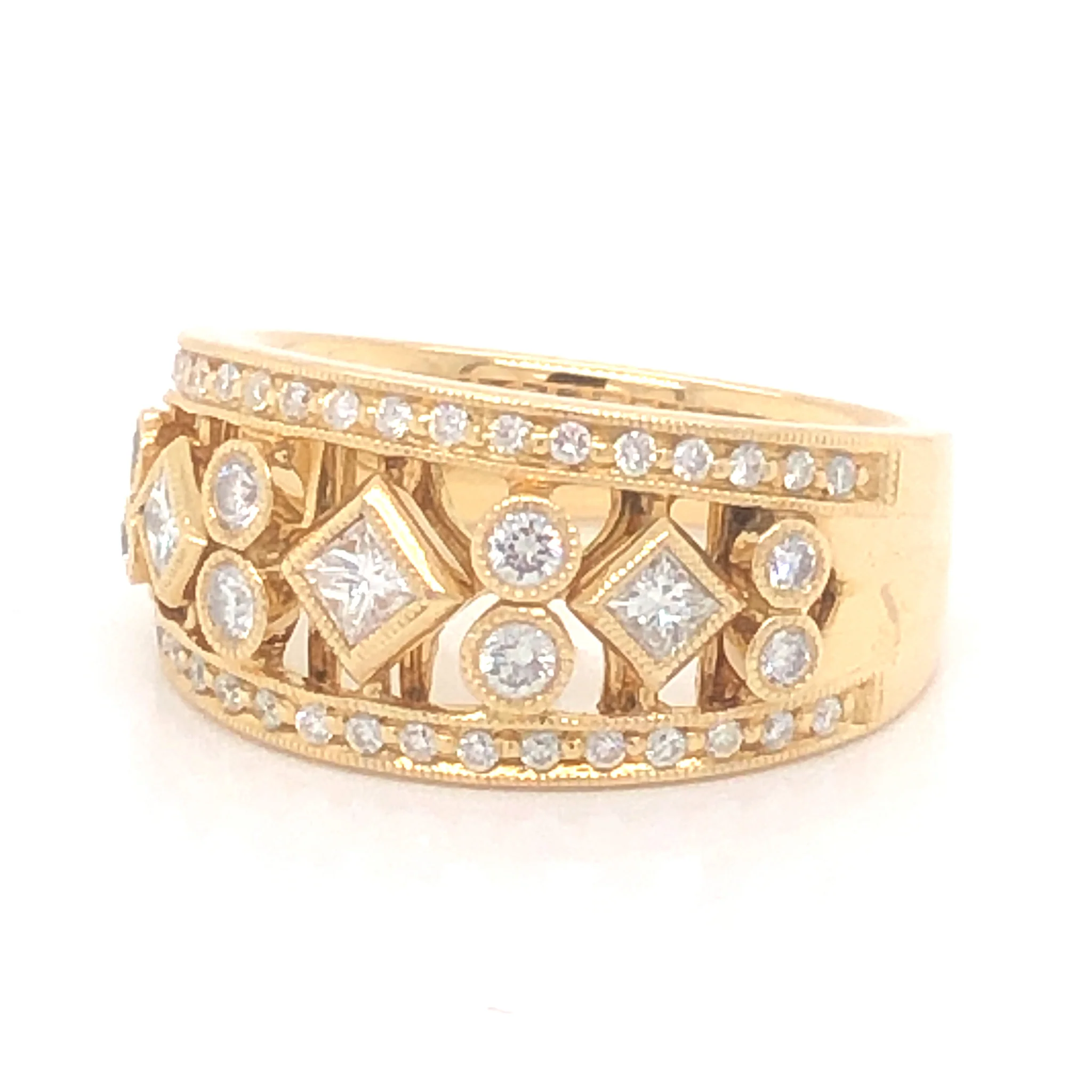 Wide .57 Diamond Cocktail Ring 18k Yellow Gold - Image 2