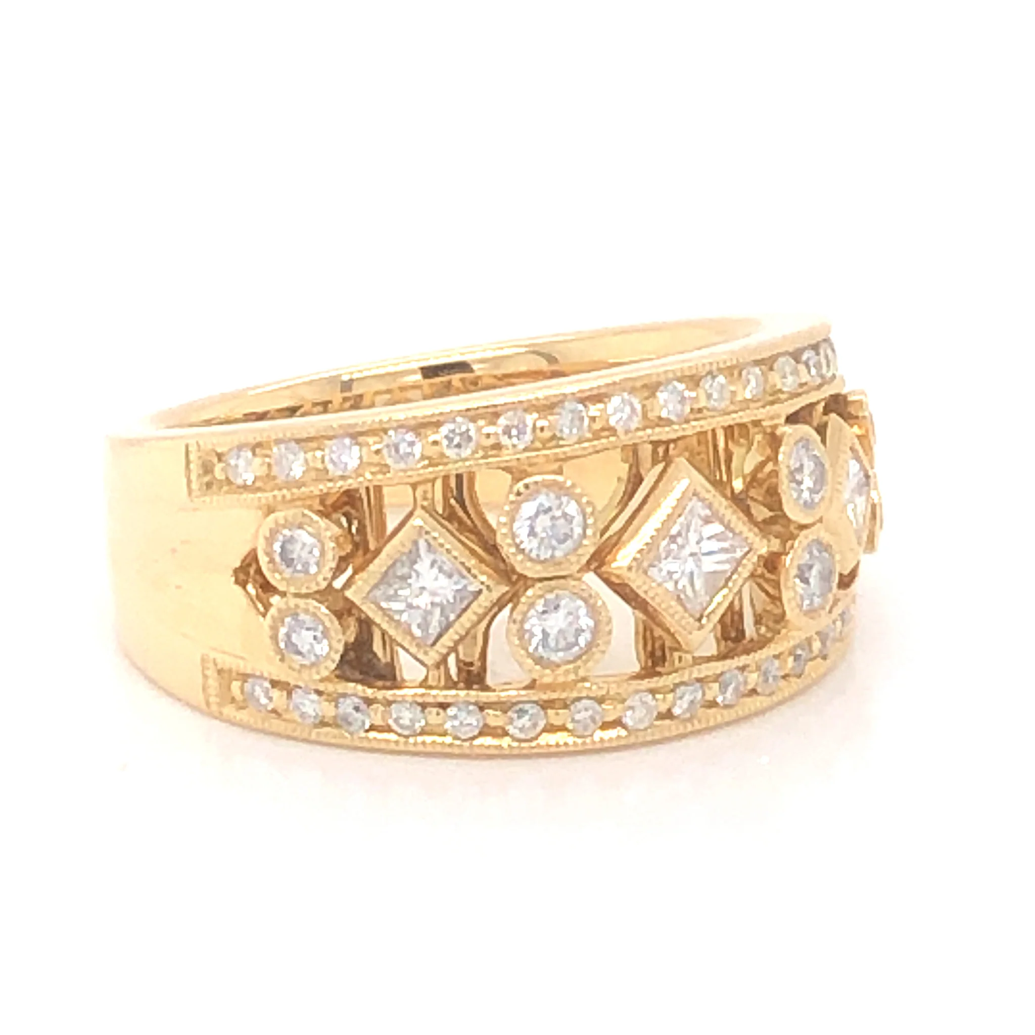 Wide .57 Diamond Cocktail Ring 18k Yellow Gold - Image 3