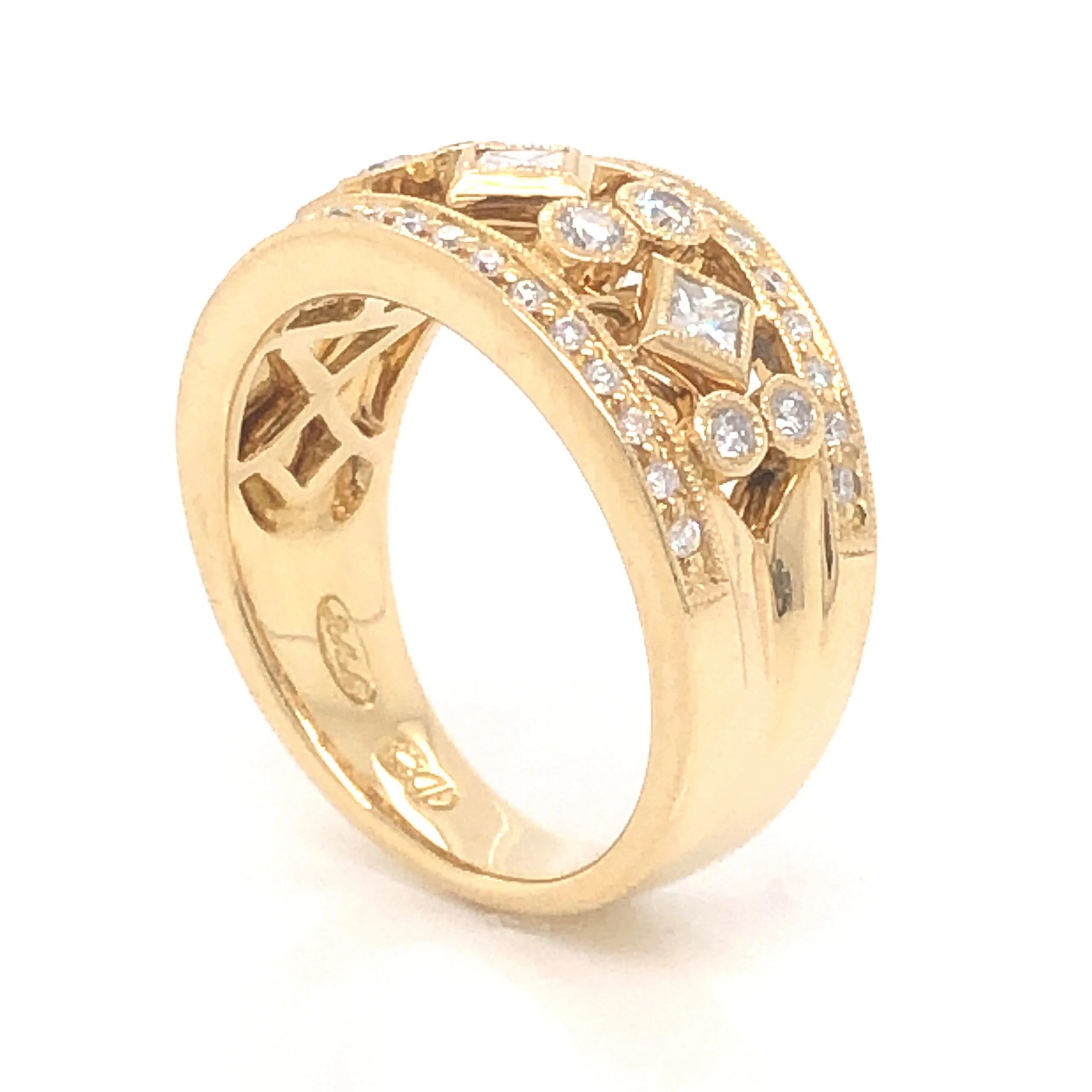 Wide .57 Diamond Cocktail Ring 18k Yellow Gold - Image 4
