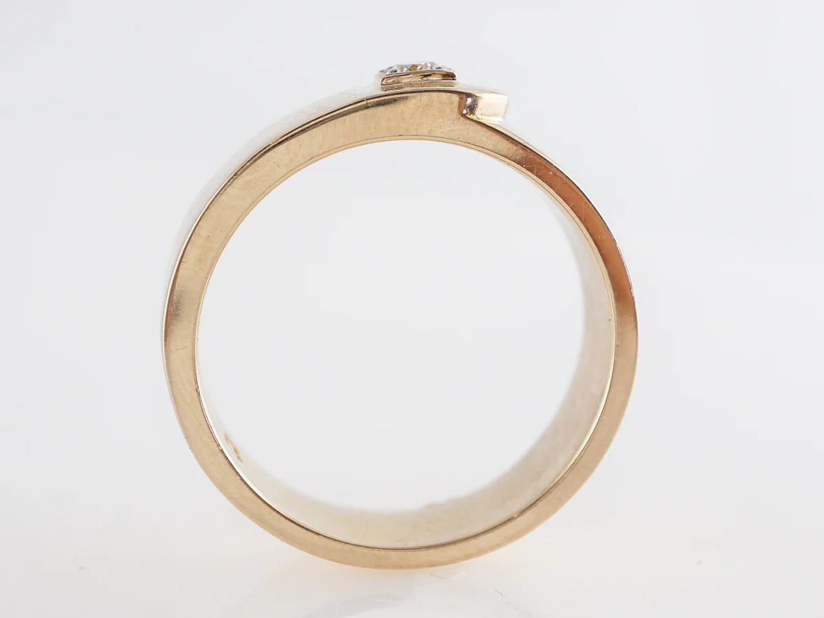 Wide Belt Ring w/ Diamond in 14k Yellow Gold - Image 3