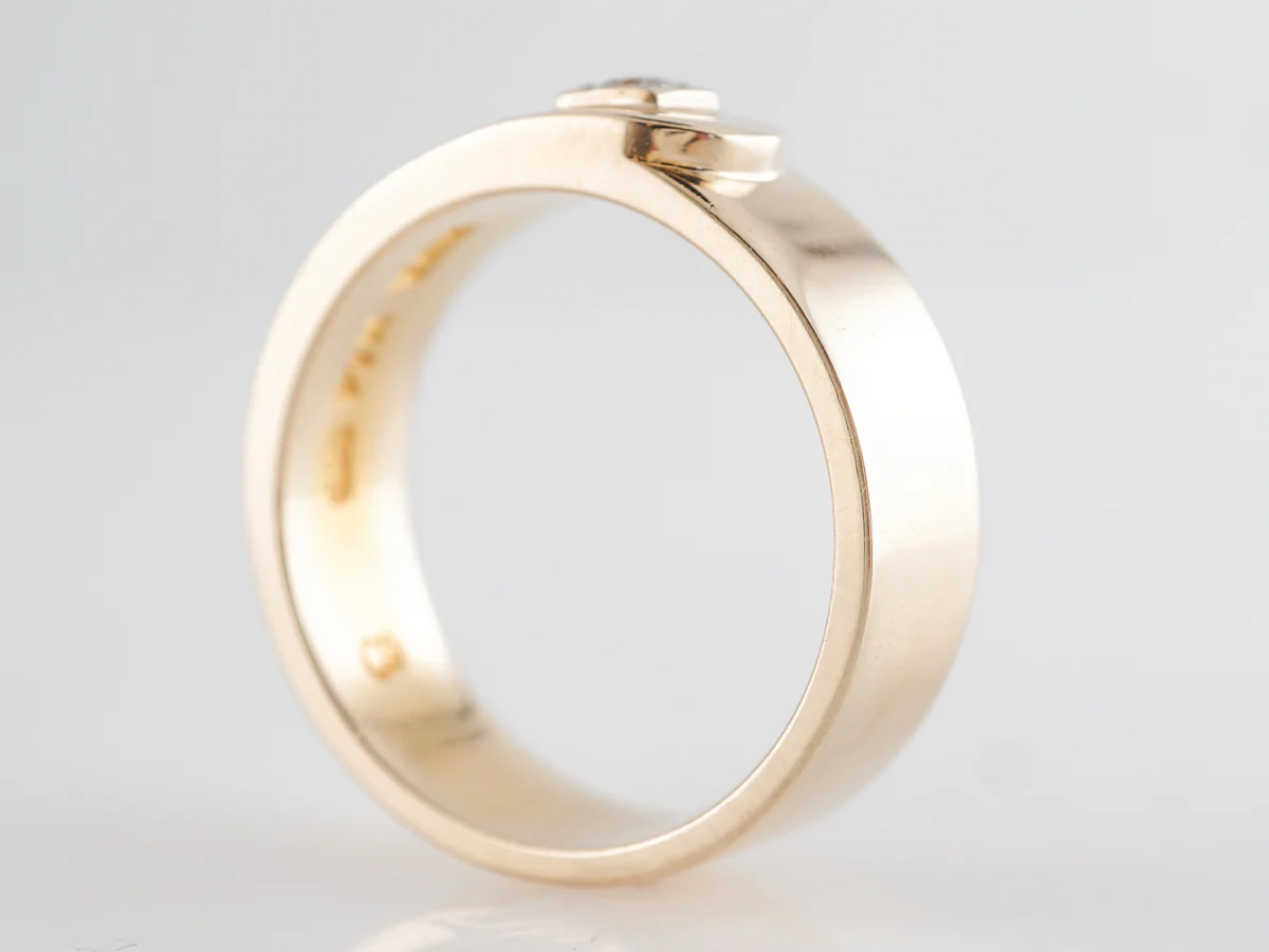 Wide Belt Ring w/ Diamond in 14k Yellow Gold - Image 4