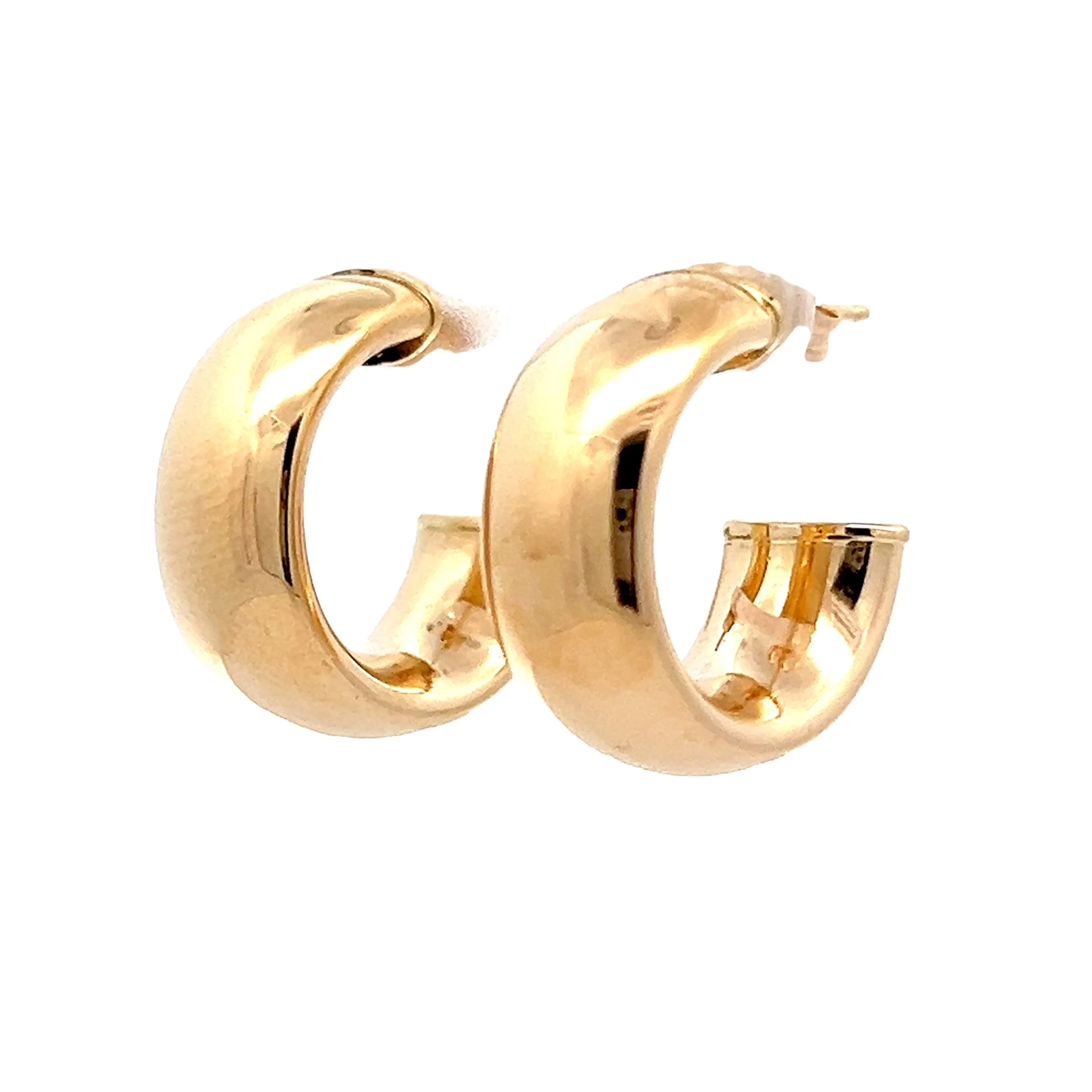 Wide Chunky Huggie Hoop Earrings in 14k Yellow Gold - Image 2