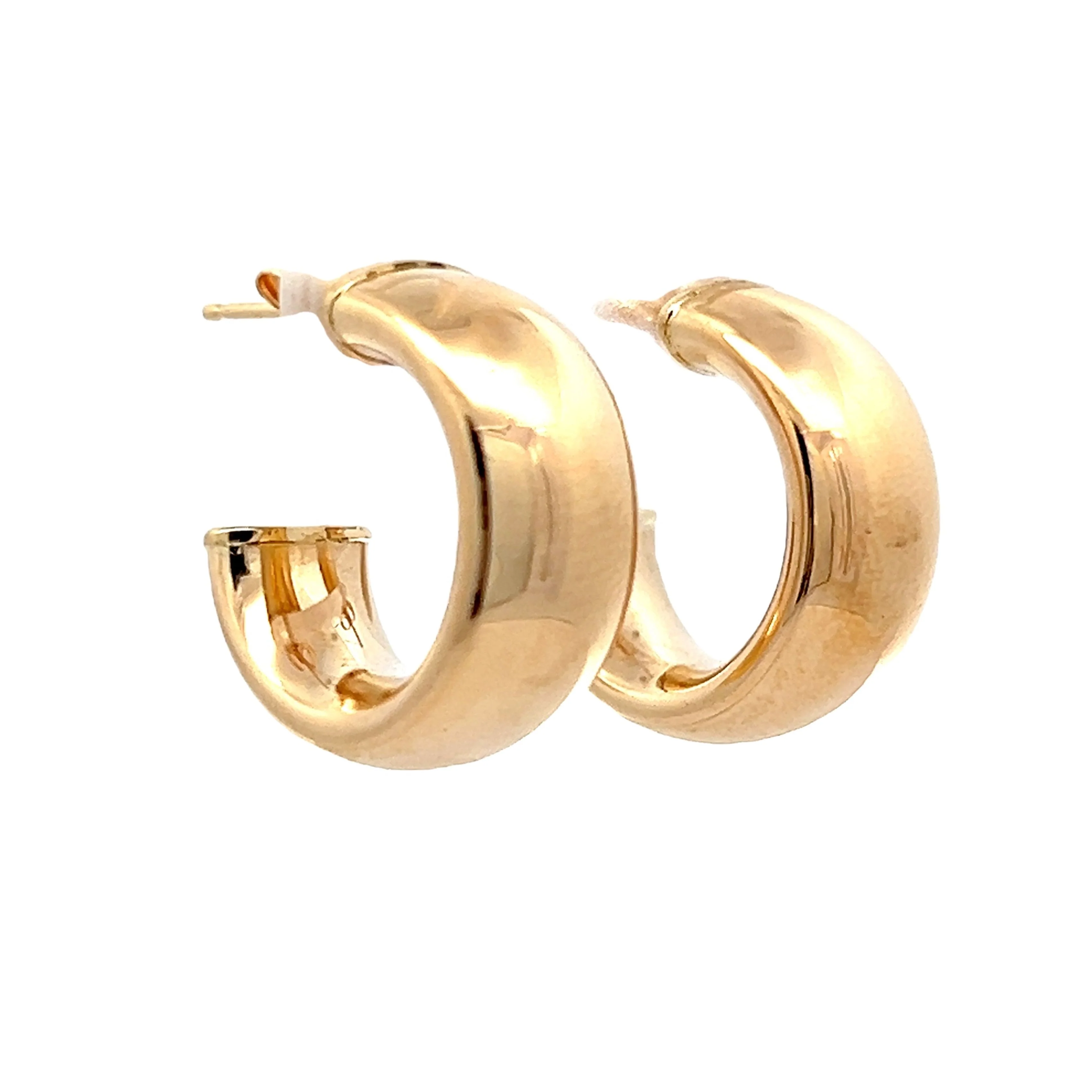 Wide Chunky Huggie Hoop Earrings in 14k Yellow Gold - Image 3