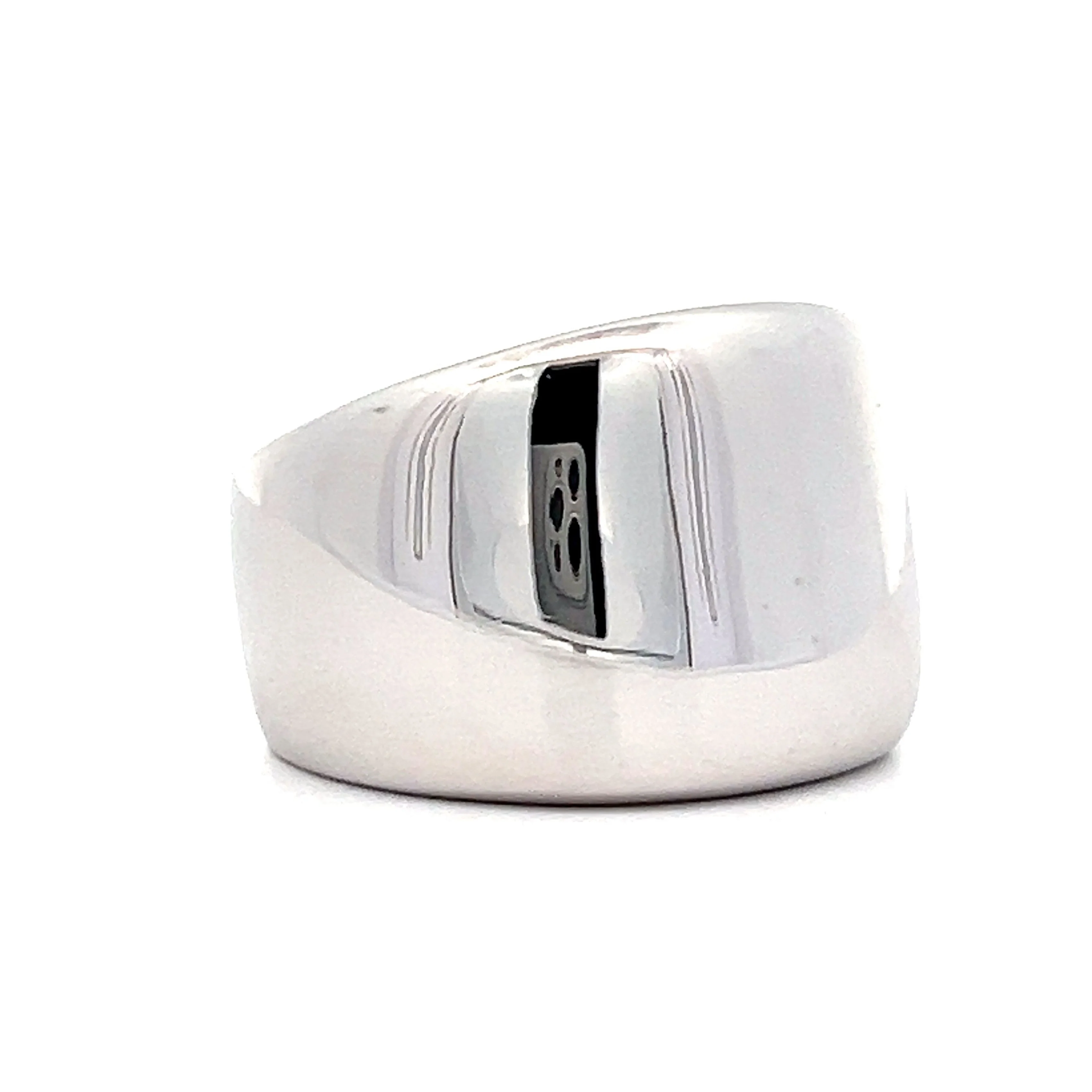 Wide Chunky Modern Right Hand Ring in 18k White Gold - Image 3