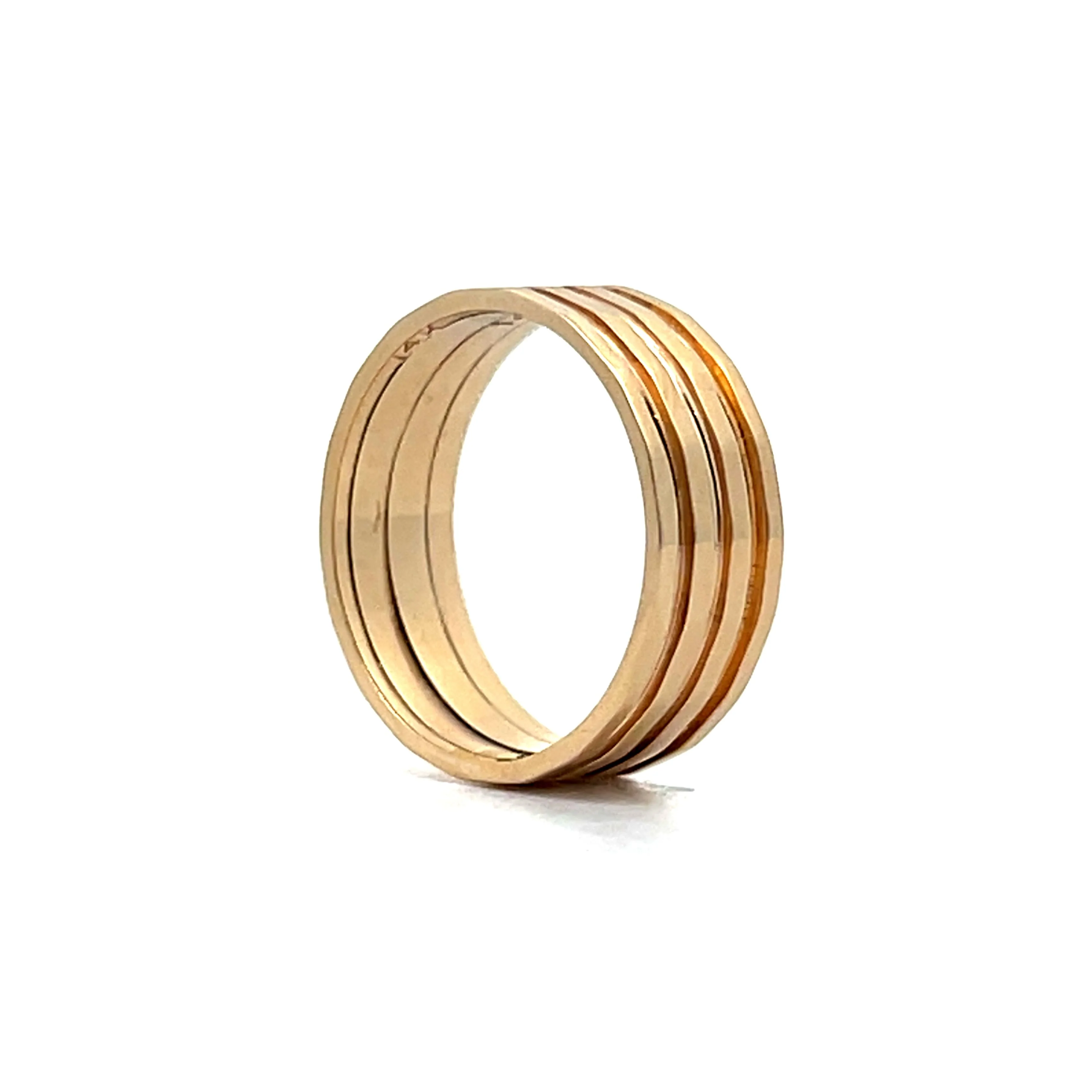 Wide Geometric Stacking Band in 14k Yellow Gold - Image 5