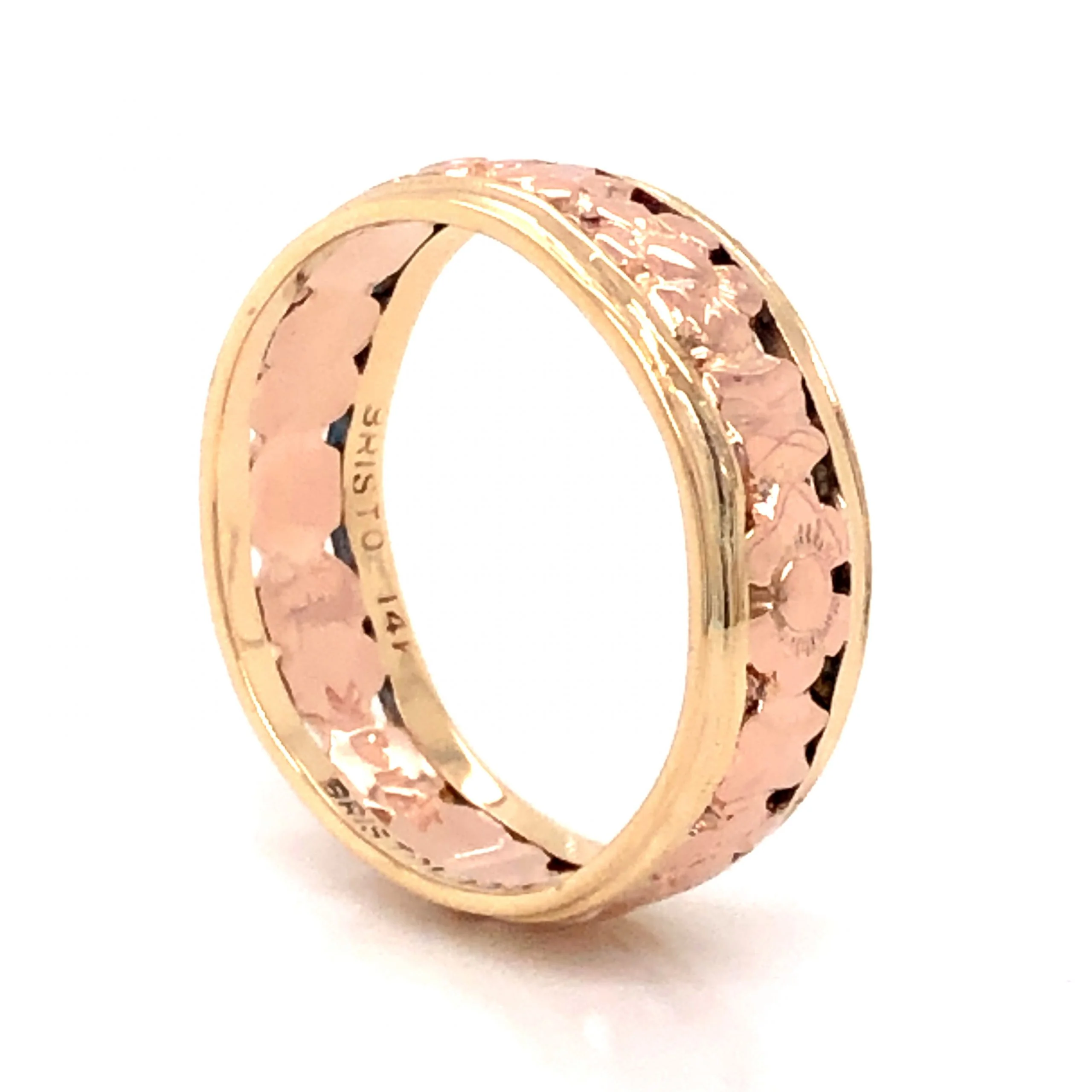 Wide Mid-Century Wedding Band in 14k Yellow and Rose Gold - Image 4