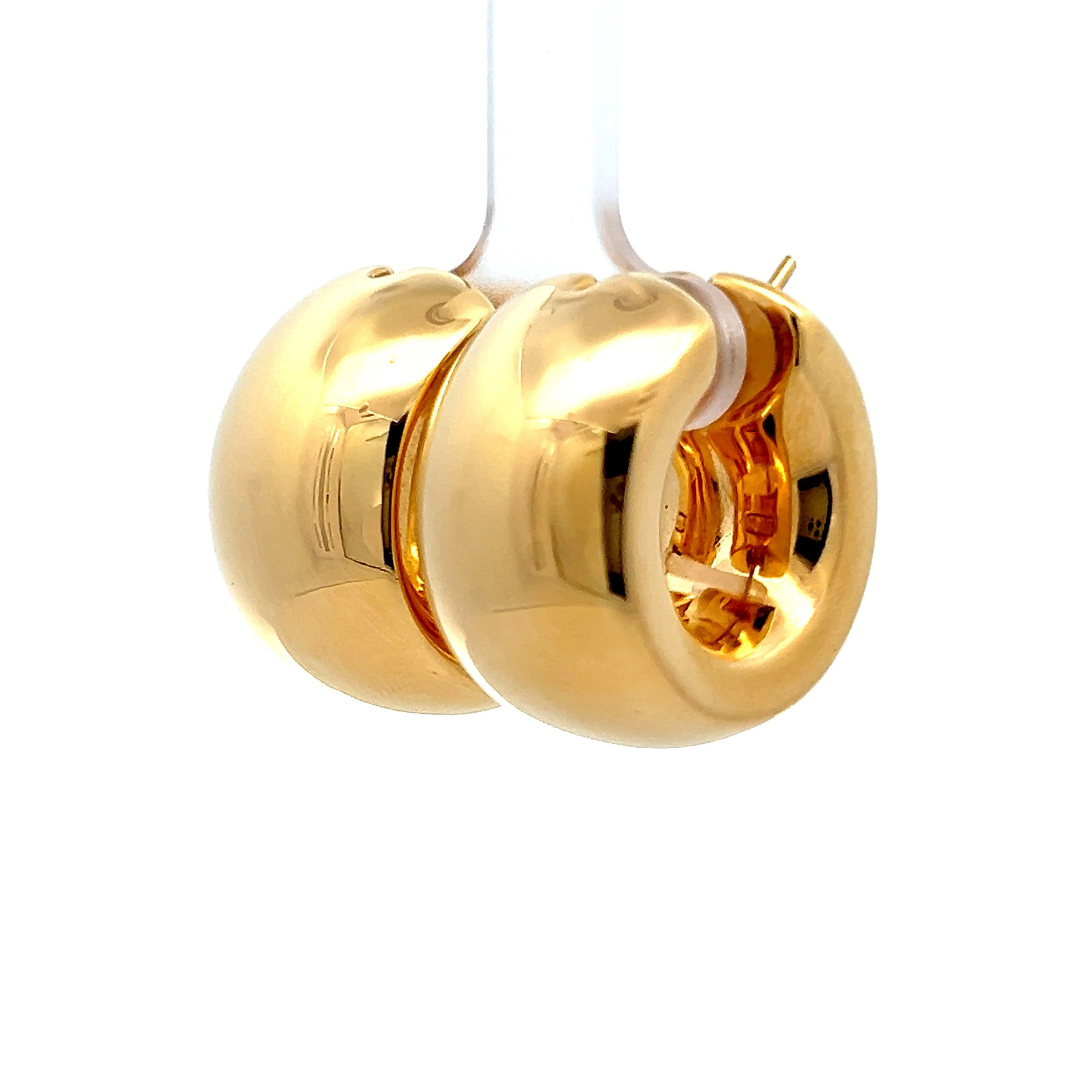Wide Puffy Hoop Earrings in 18k Yellow Gold - Image 2