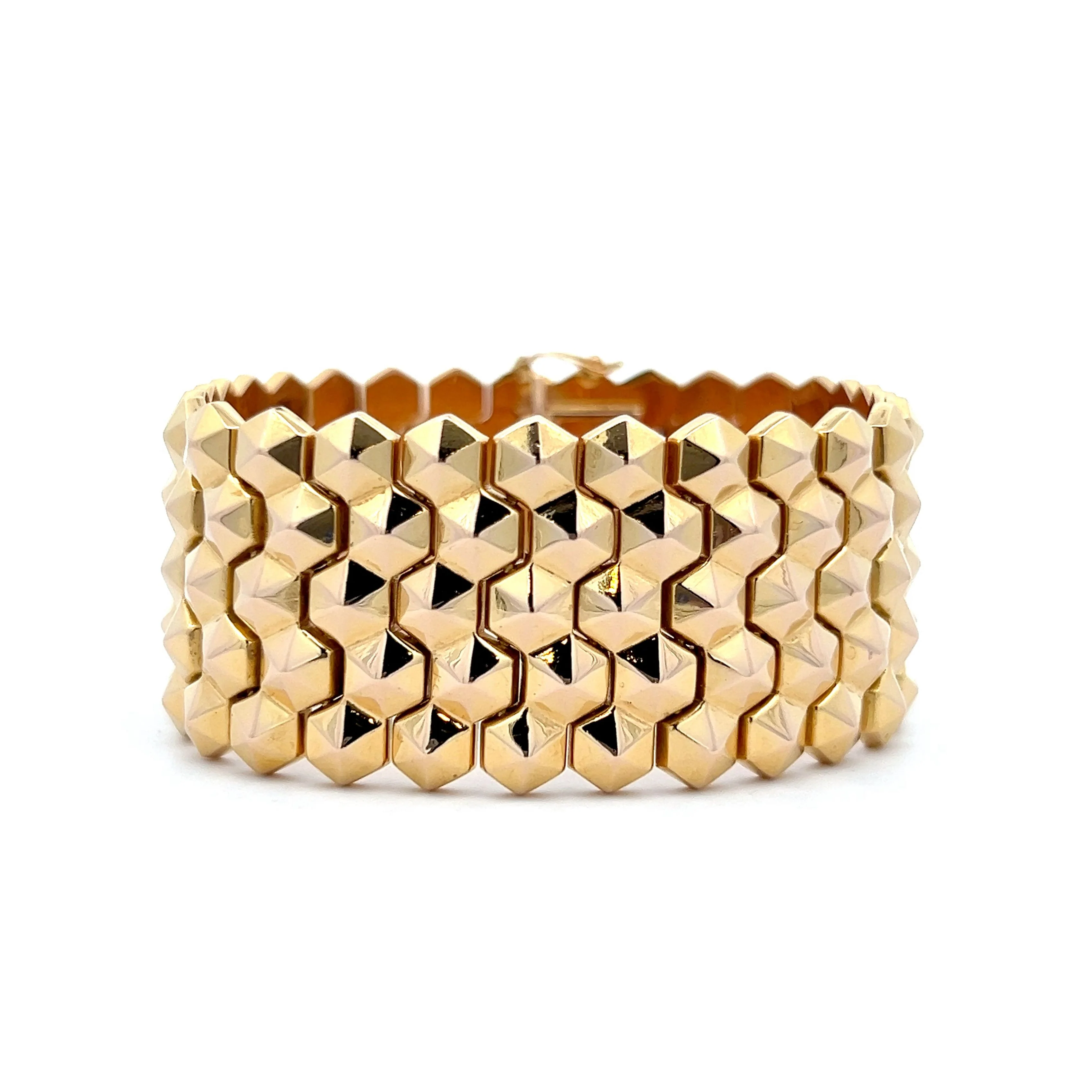 Wide Studded Bracelet in 18k Yellow Gold