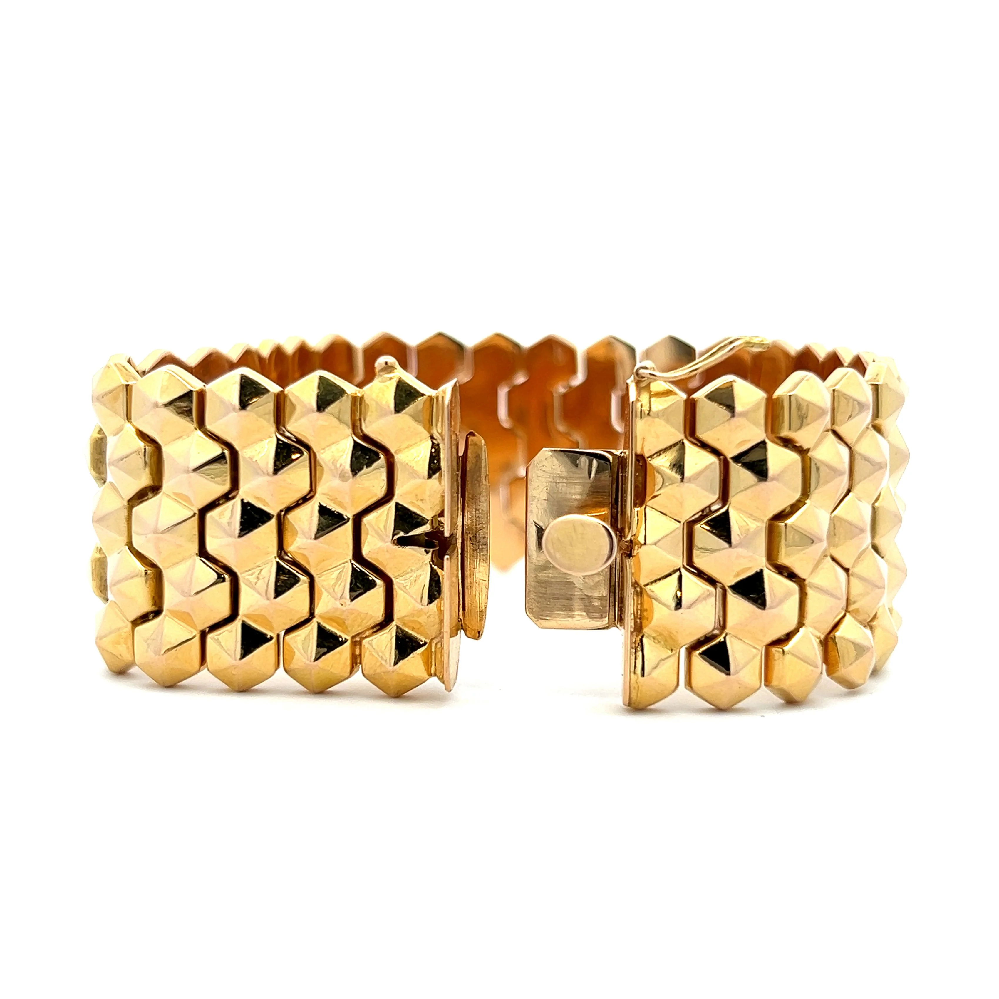 Wide Studded Bracelet in 18k Yellow Gold - Image 5