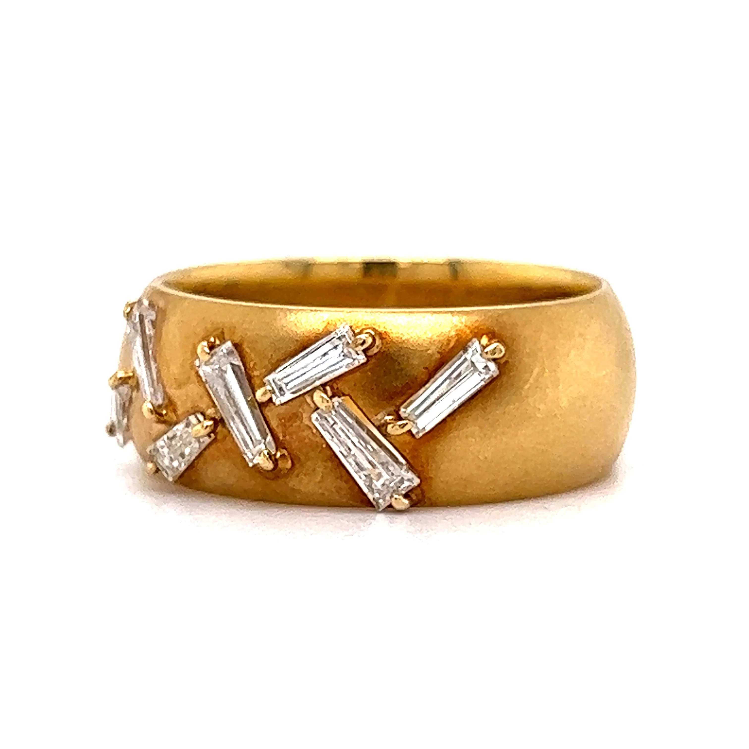 Wide Tapered Baguette Diamond Band in 18k Yellow Gold - Image 2