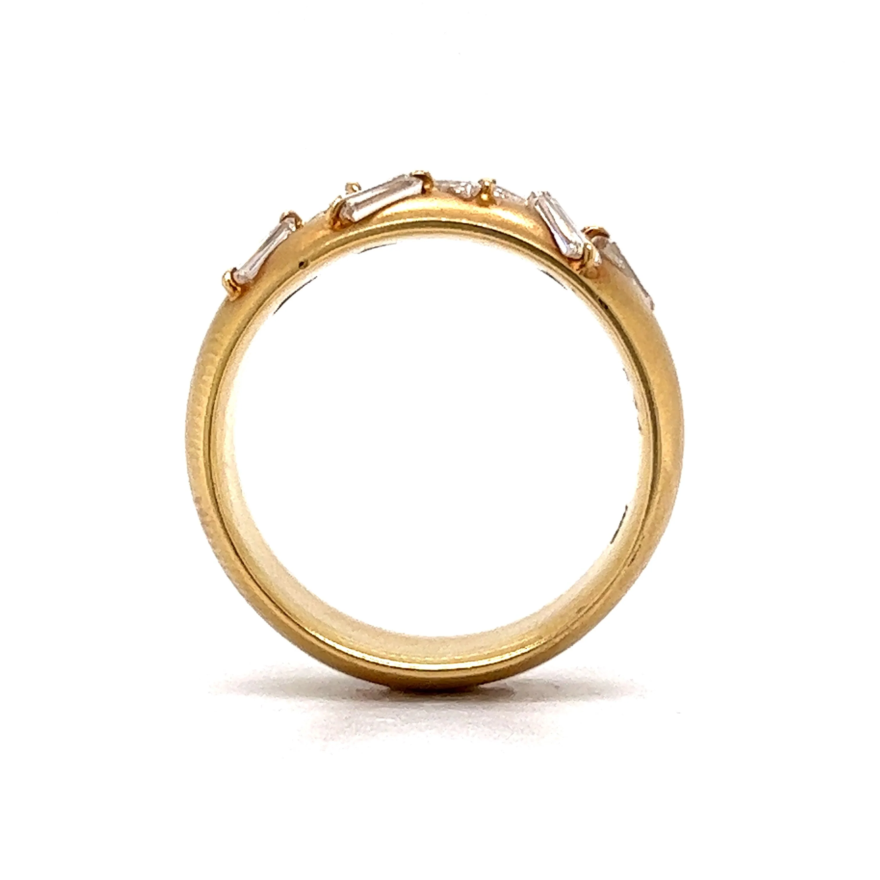 Wide Tapered Baguette Diamond Band in 18k Yellow Gold - Image 4