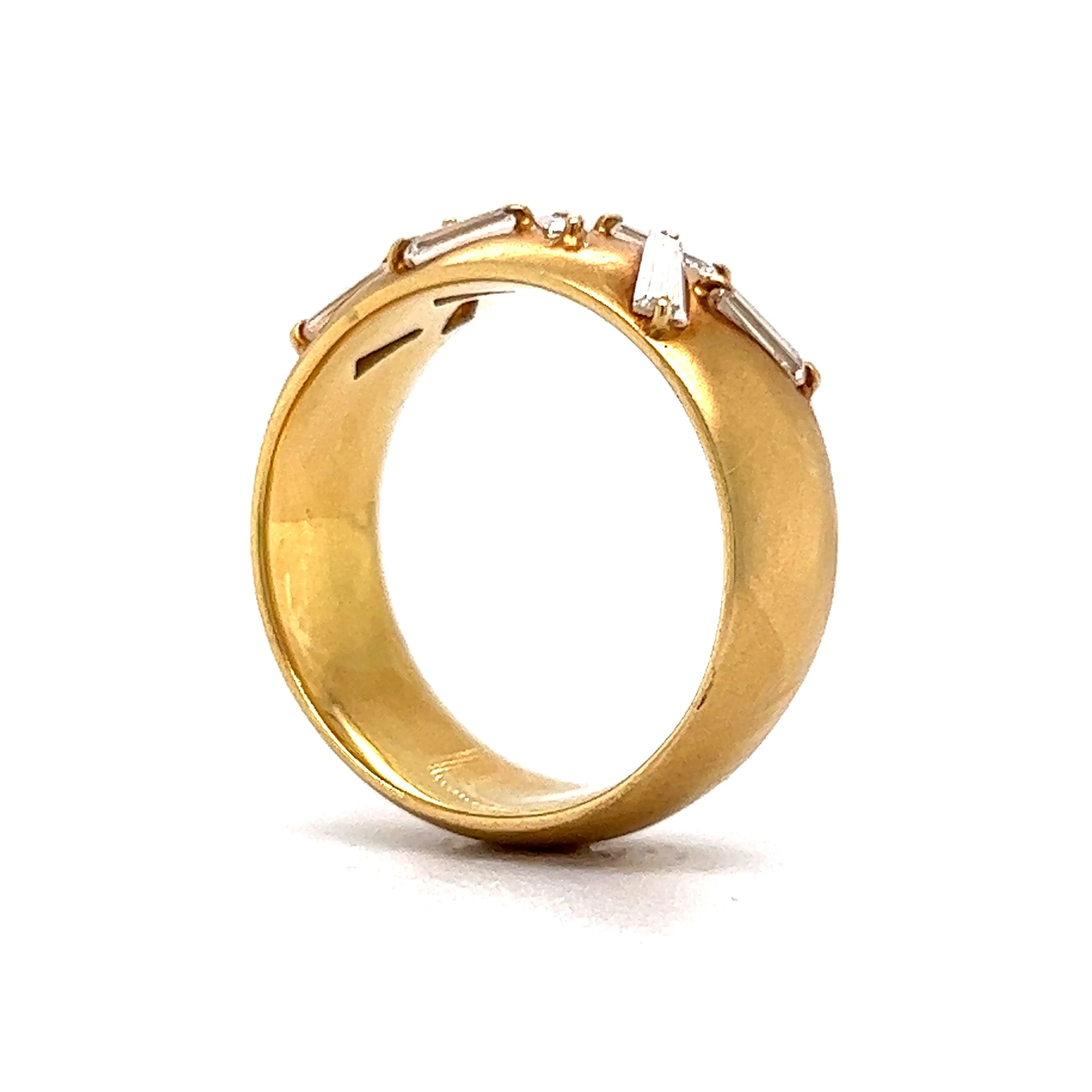 Wide Tapered Baguette Diamond Band in 18k Yellow Gold - Image 5
