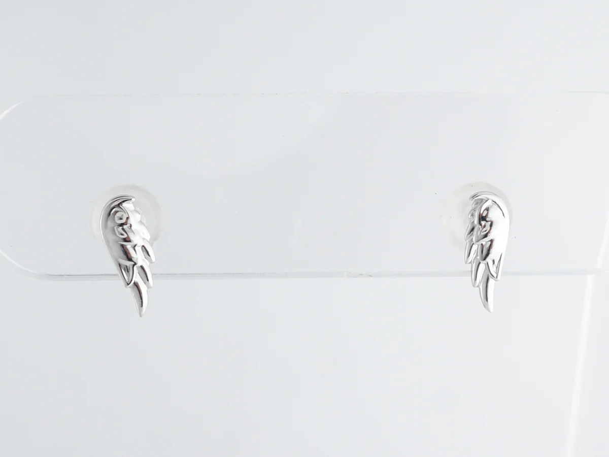Wing Stud Earrings in 14k White Gold