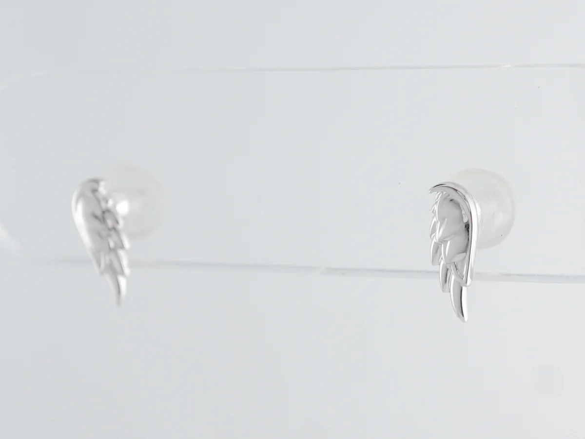 Wing Stud Earrings in 14k White Gold - Image 2