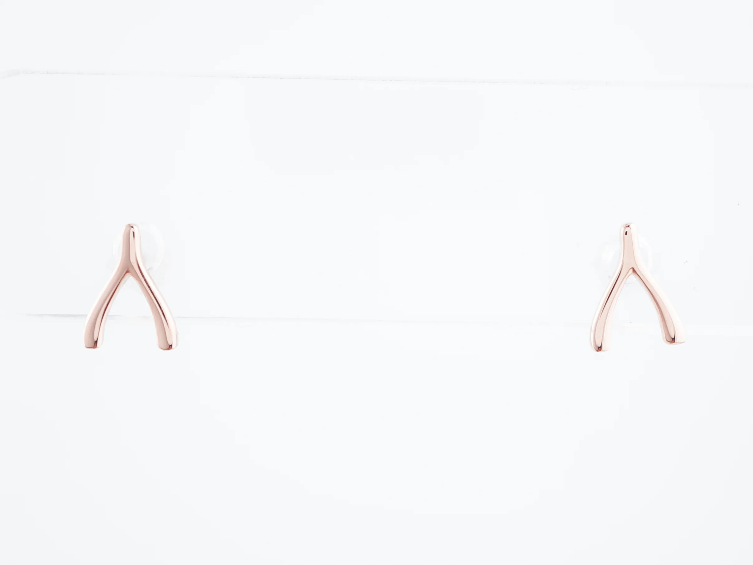 Wish Bone Earrings Modern in 14K Rose Gold - Image 2
