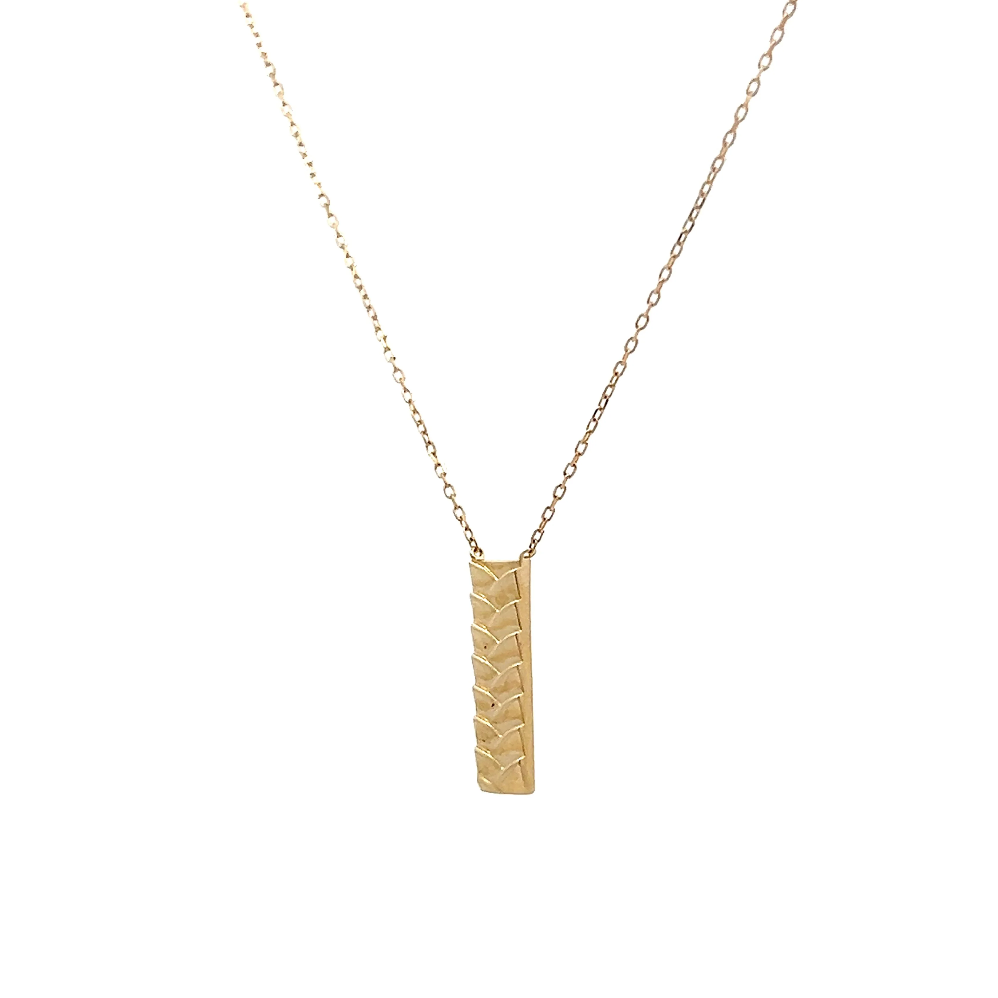 Woven Textured Bar Necklace in 14k Yellow Gold - Image 2