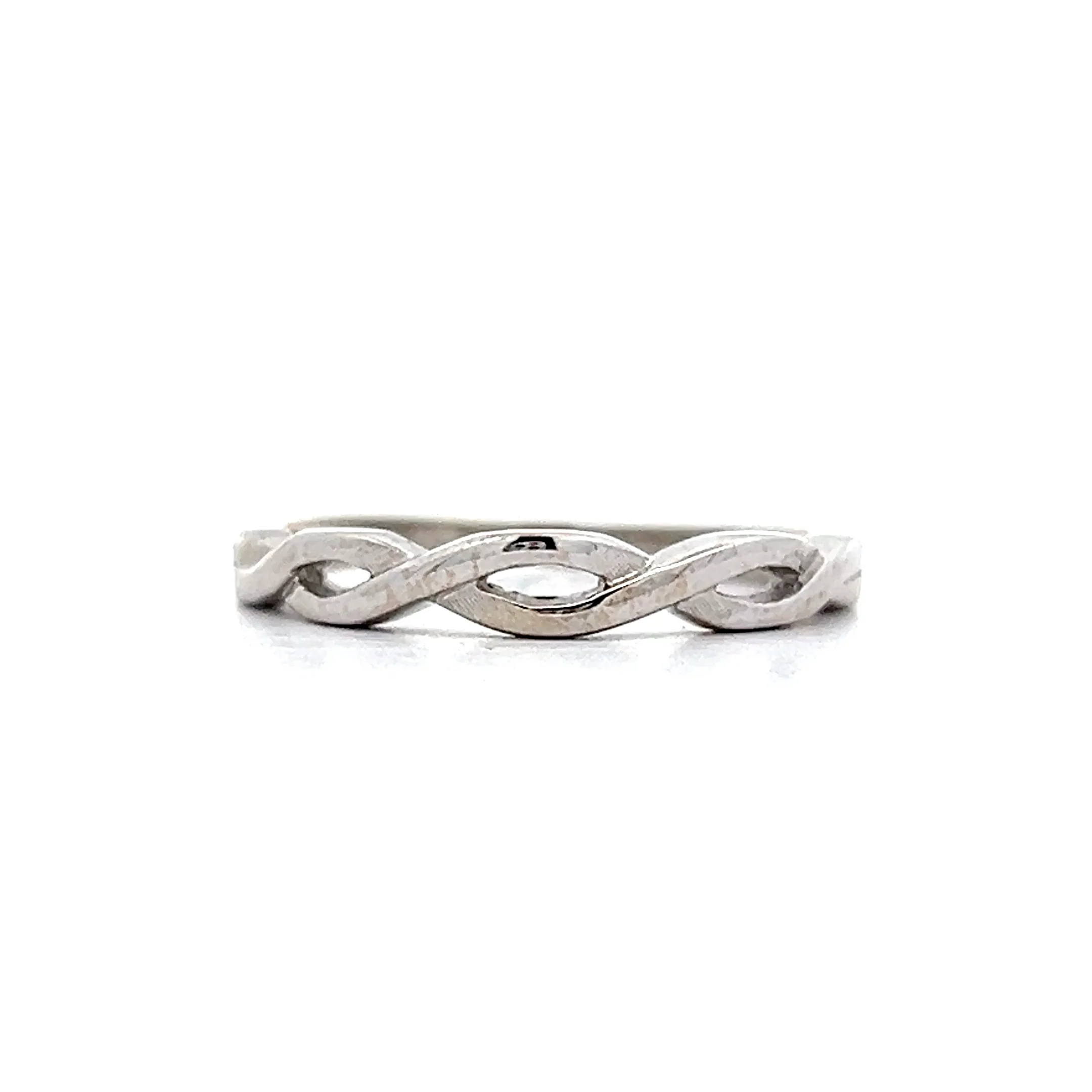 Woven Wedding Band in 14k White Gold