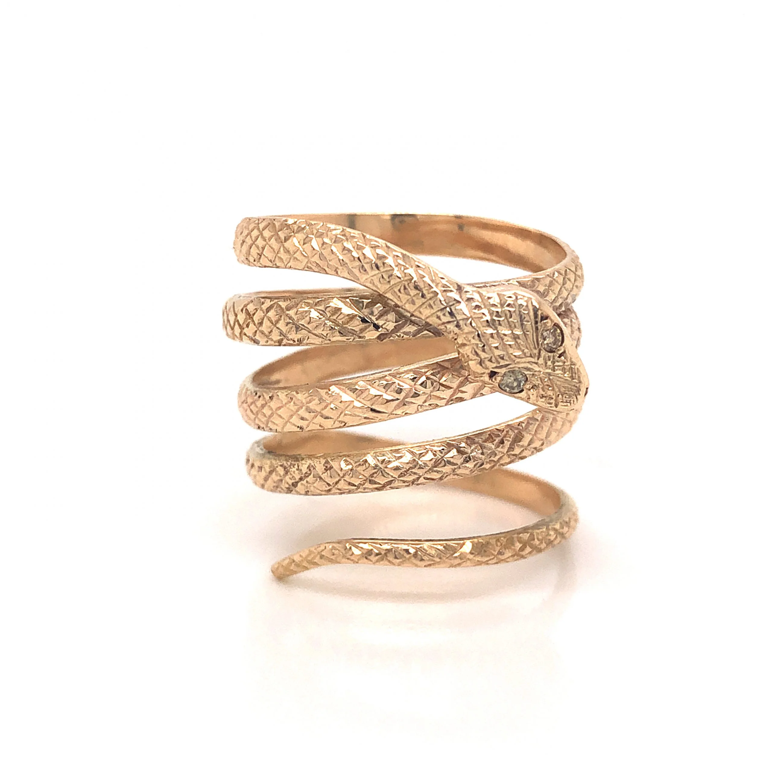Wrapped Snake Ring w/ Diamonds in 22k Yellow Gold - Image 3