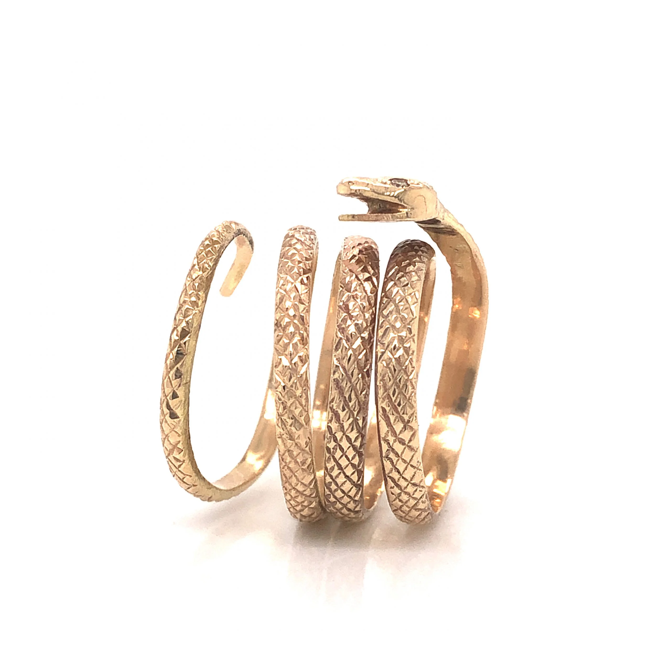 Wrapped Snake Ring w/ Diamonds in 22k Yellow Gold - Image 5
