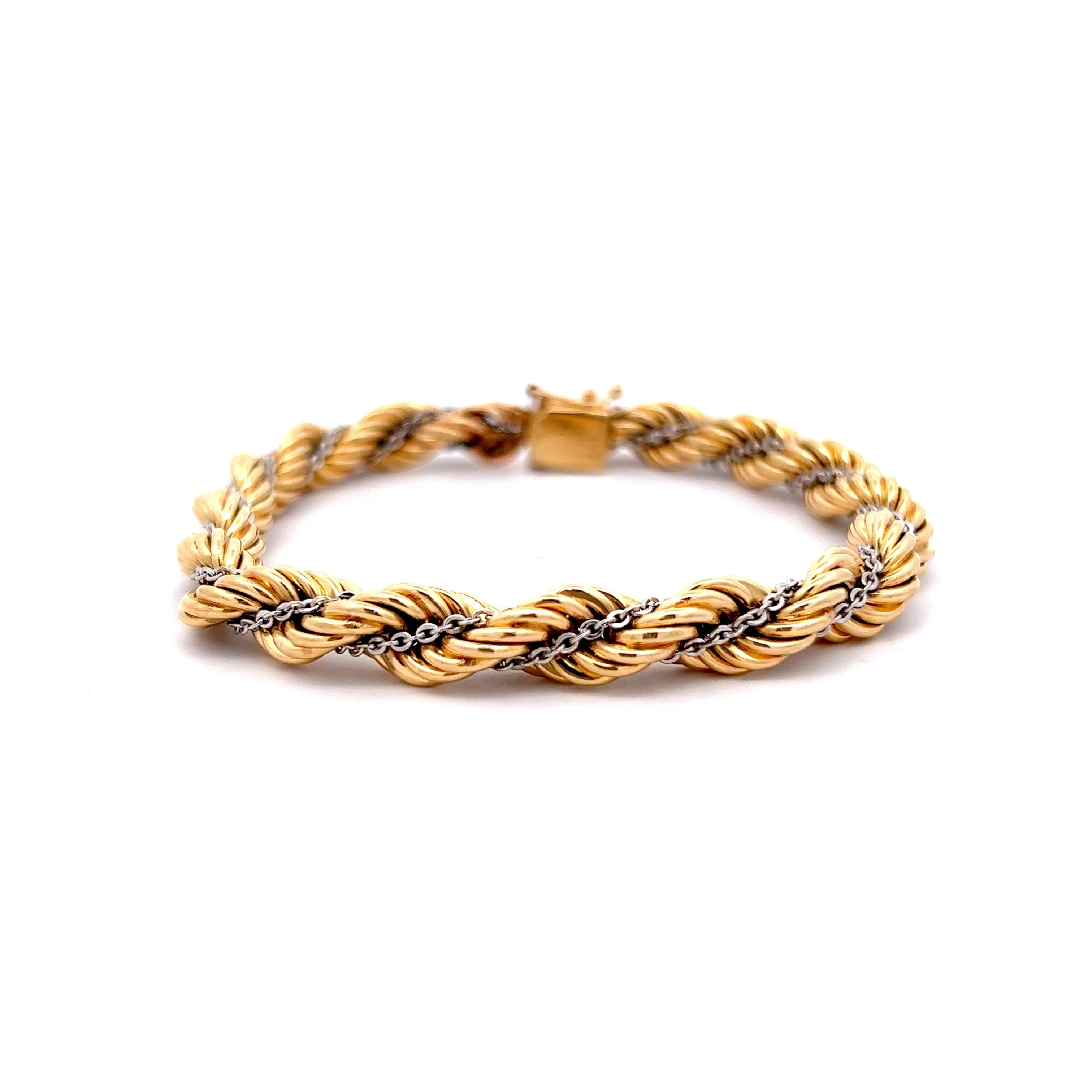 Two-Tone Twisted Rope Bracelet in 14k Yellow & White Gold