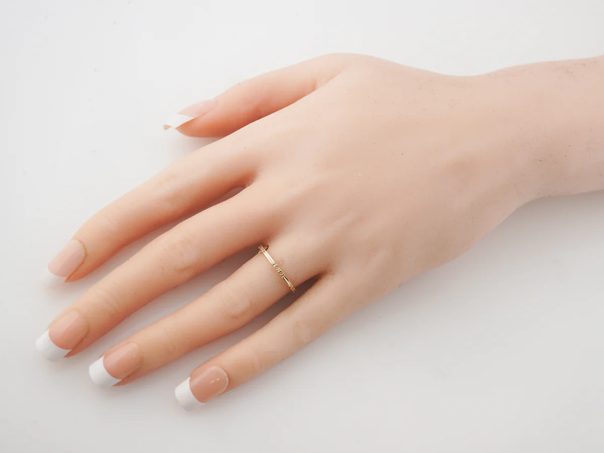 Yellow Gold Art Deco Wedding Band w/ Orange Blossom - Image 4