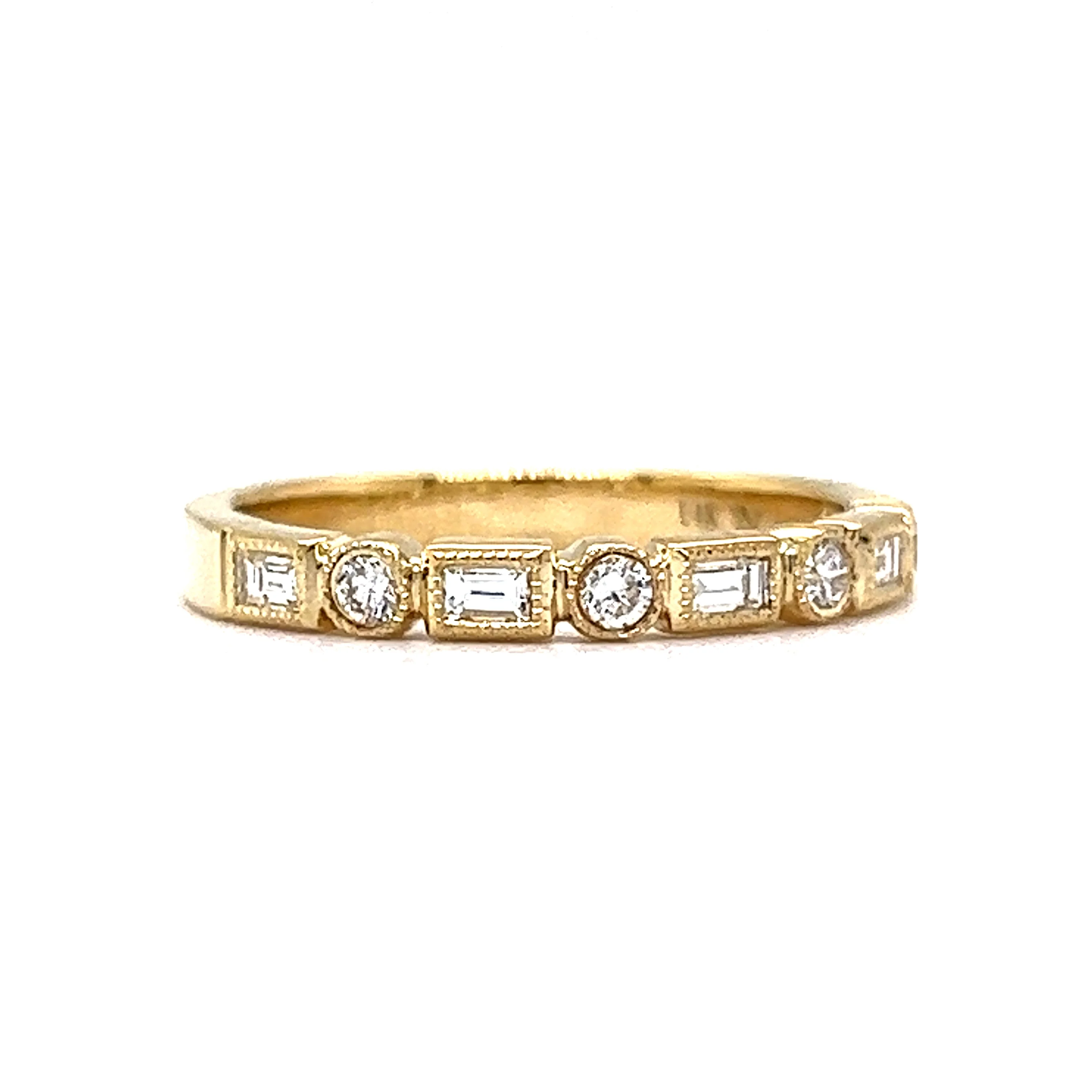 Yellow Gold Baguette Cut Diamond Wedding Band in 14k - Image 3