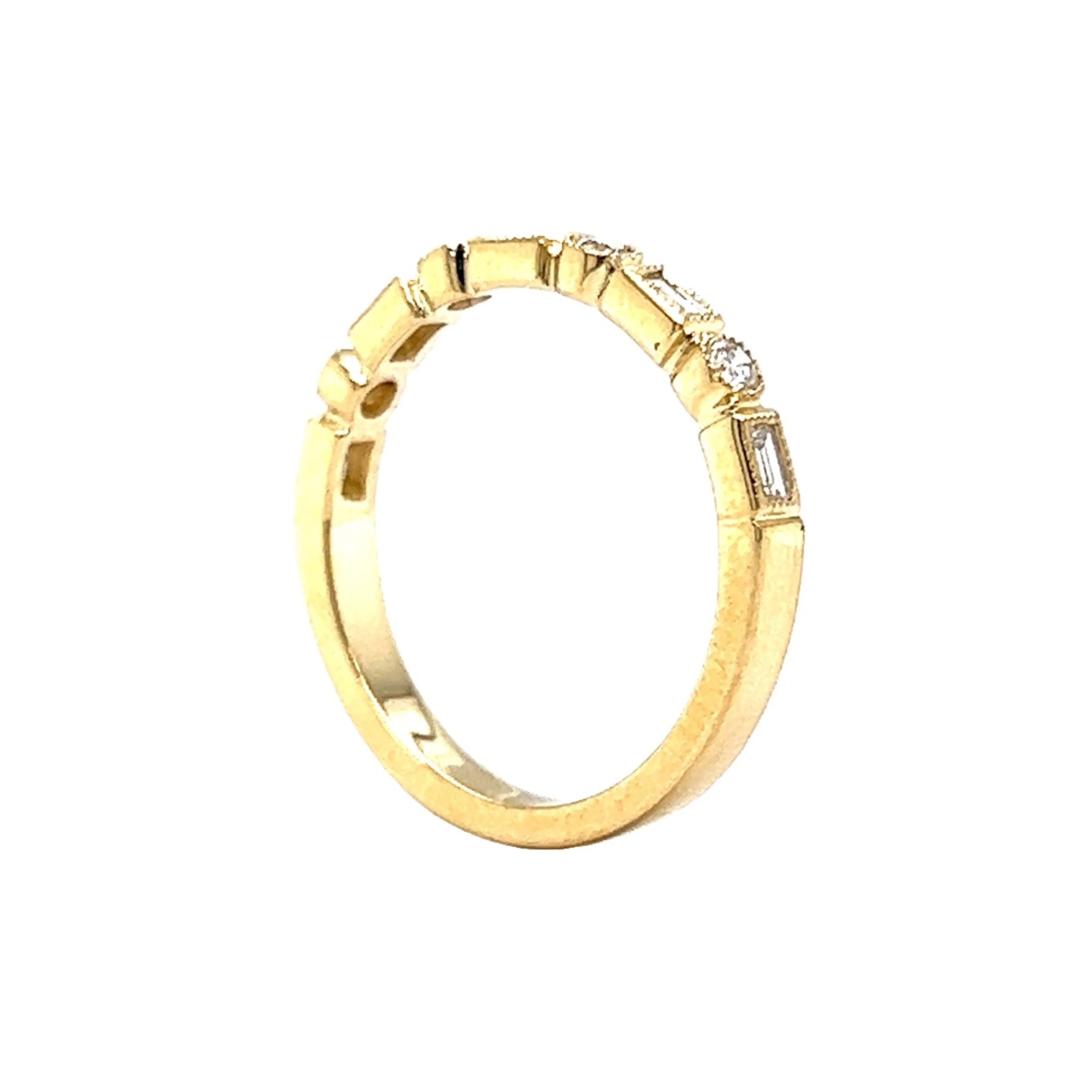 Yellow Gold Baguette Cut Diamond Wedding Band in 14k - Image 5