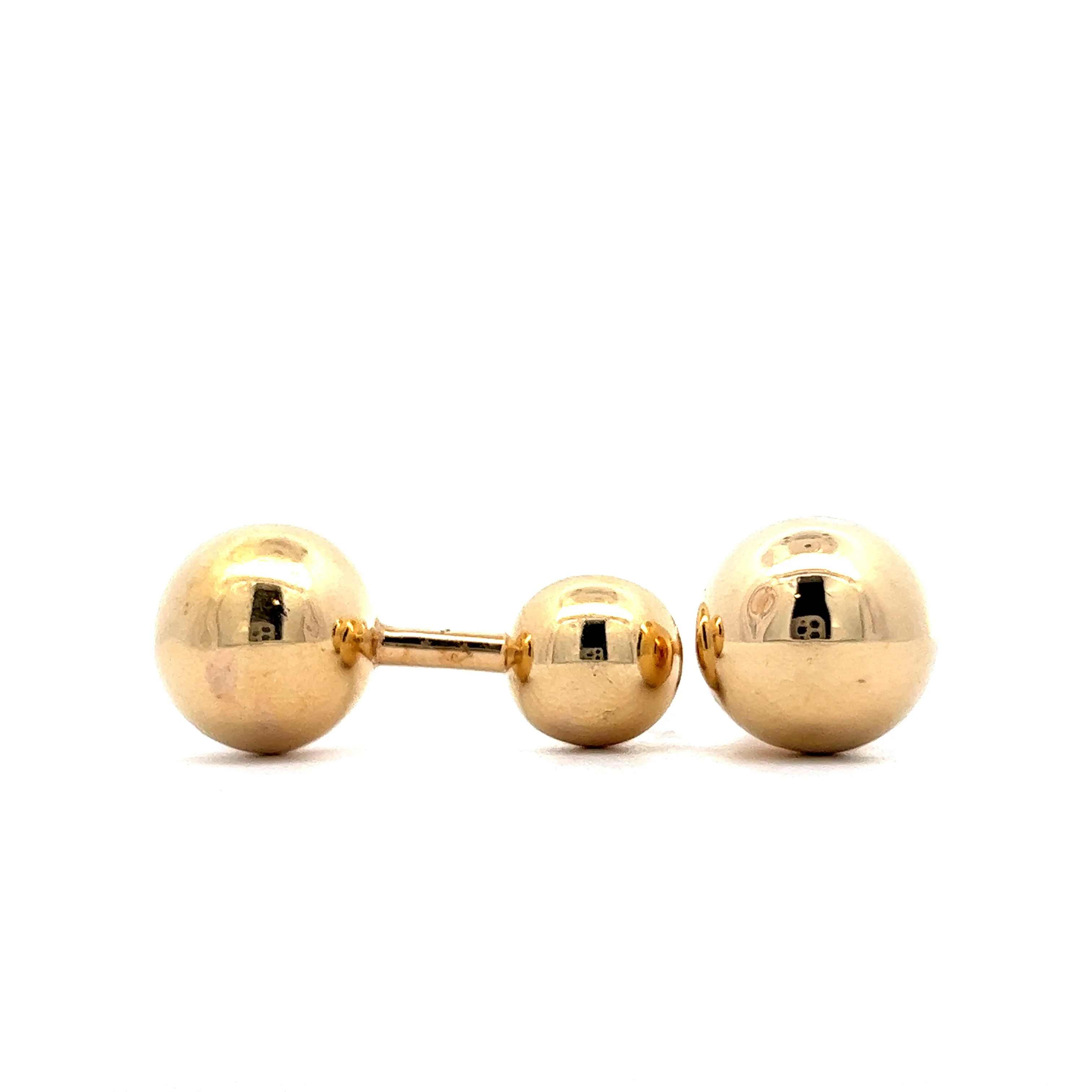 Yellow Gold Ball Cufflinks in 14K - Image 4