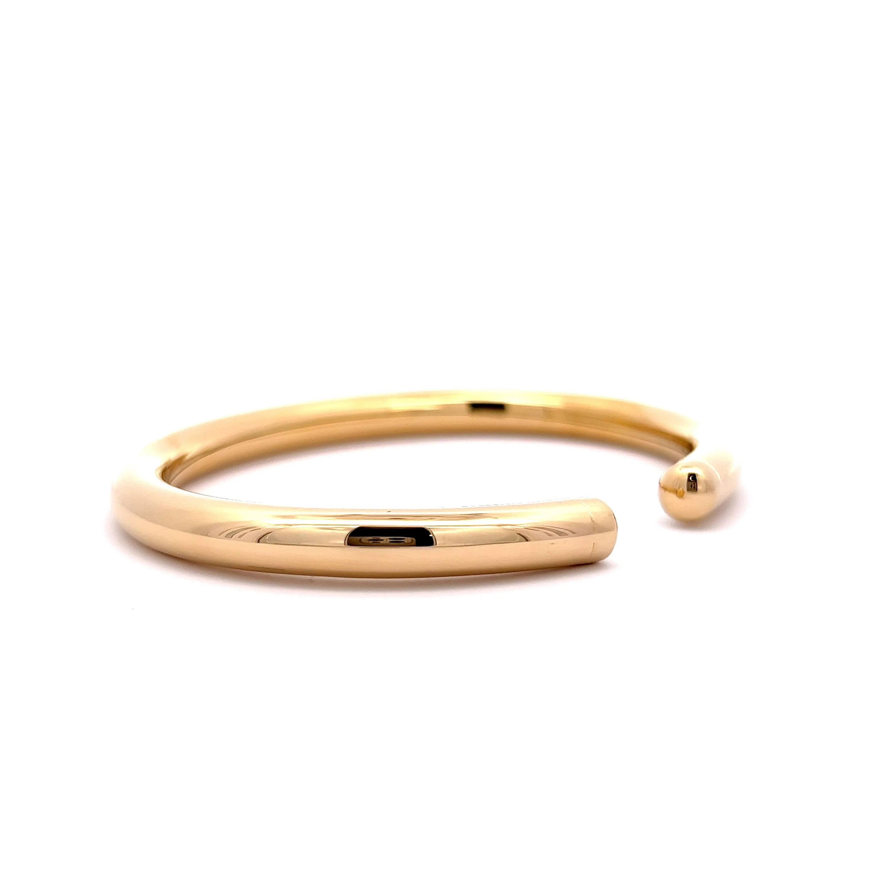 Simple Open Cuff Bangle Bracelet in 18k Yellow Gold - Image 3