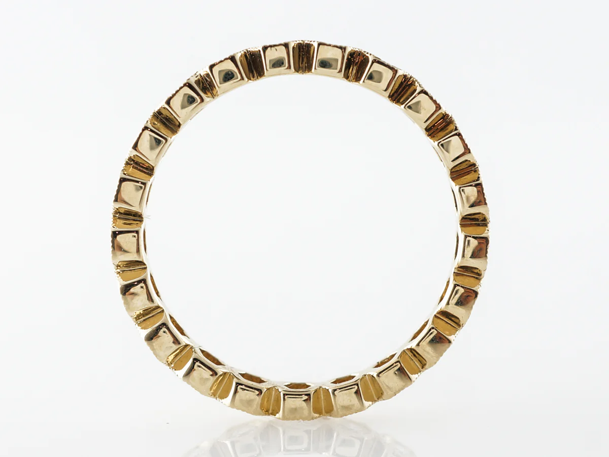 Yellow Gold Bezel Diamond Eternity Wedding Band - Image 2