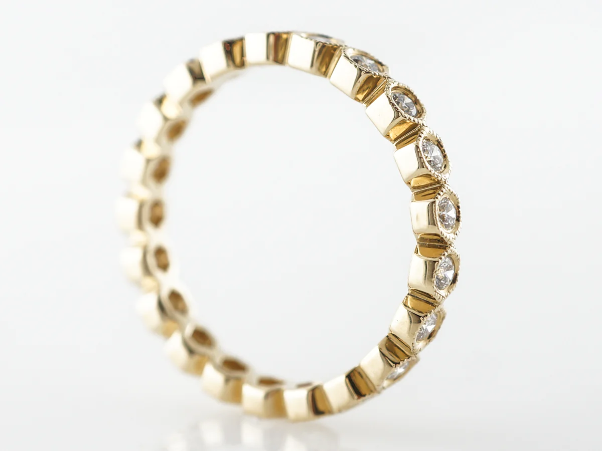 Yellow Gold Bezel Diamond Eternity Wedding Band - Image 3