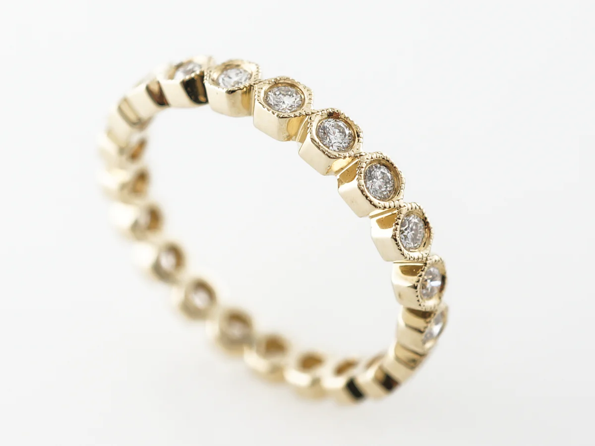 Yellow Gold Bezel Diamond Eternity Wedding Band - Image 4